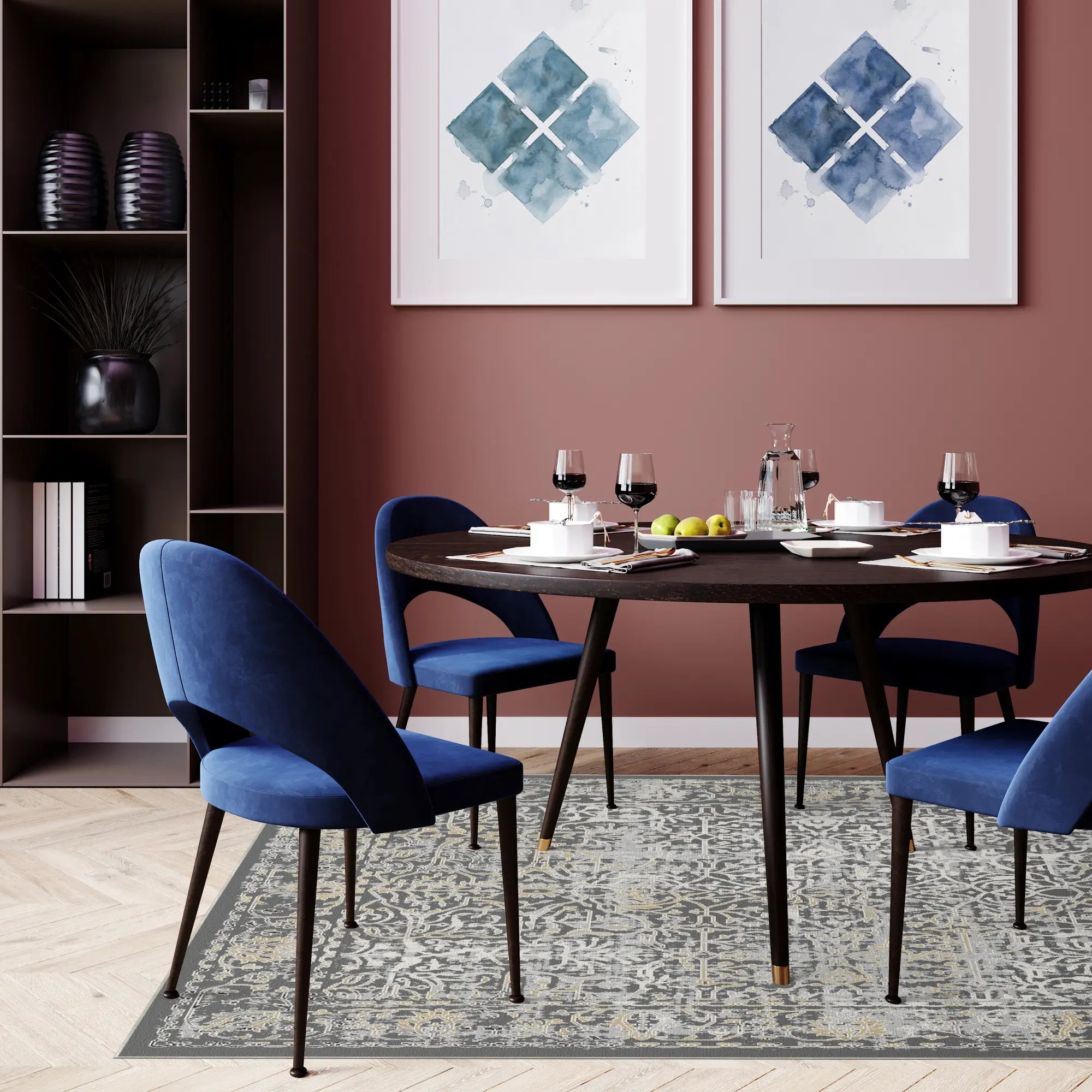 Obsidian Scroll Gray Rug
