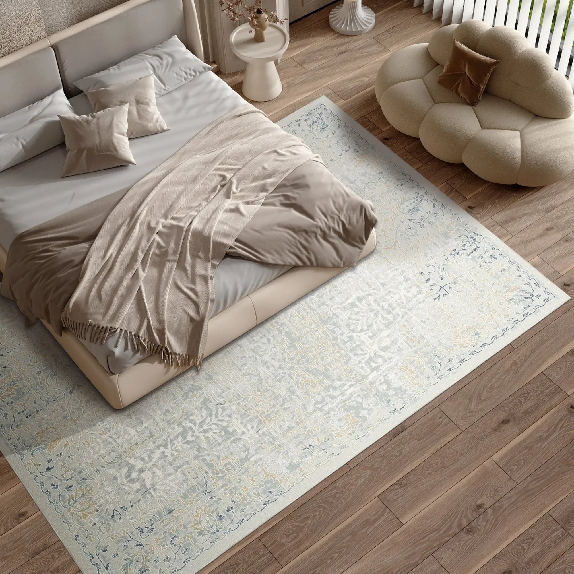 Azure Scroll Blue Rug