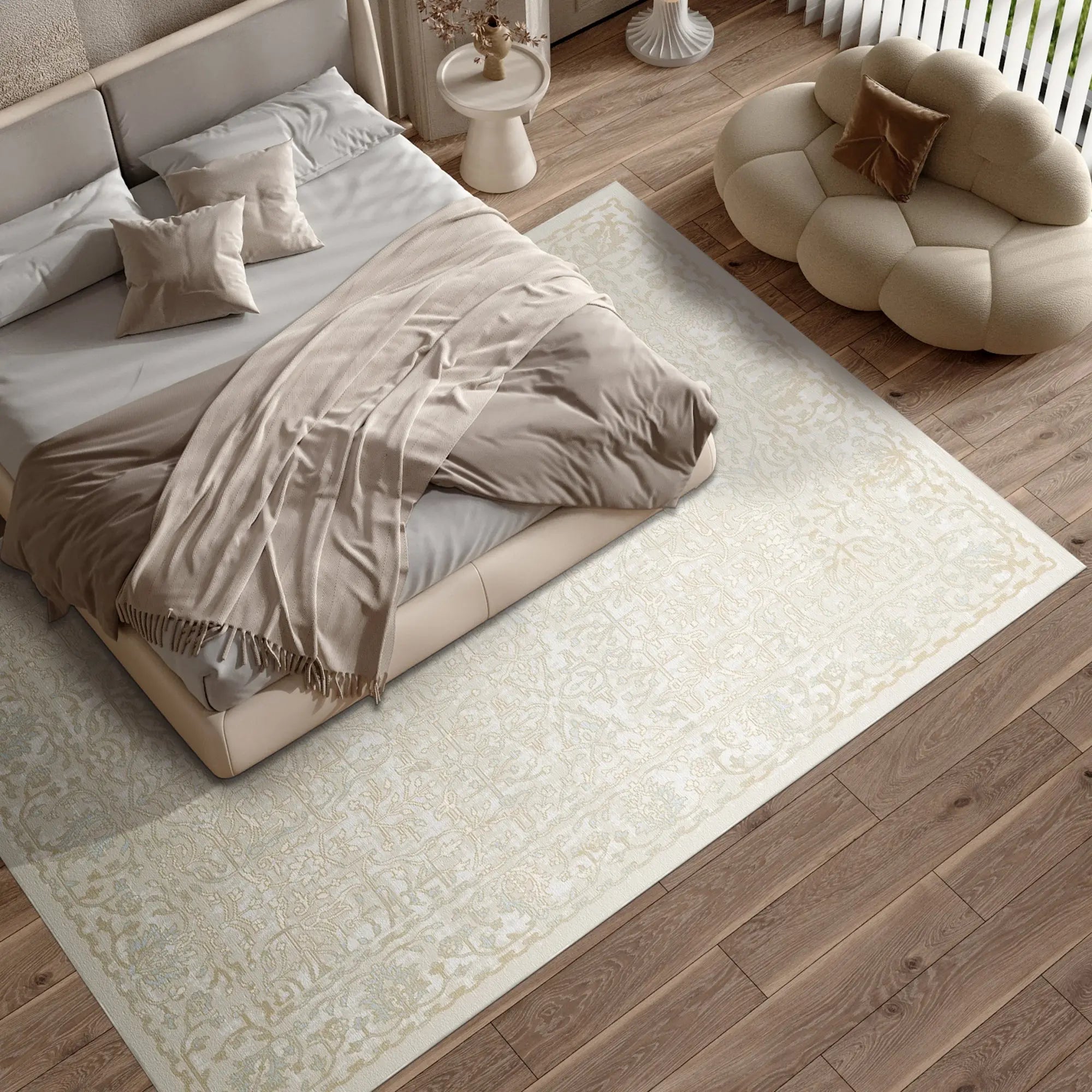 Alabaster Scroll Beige Rug