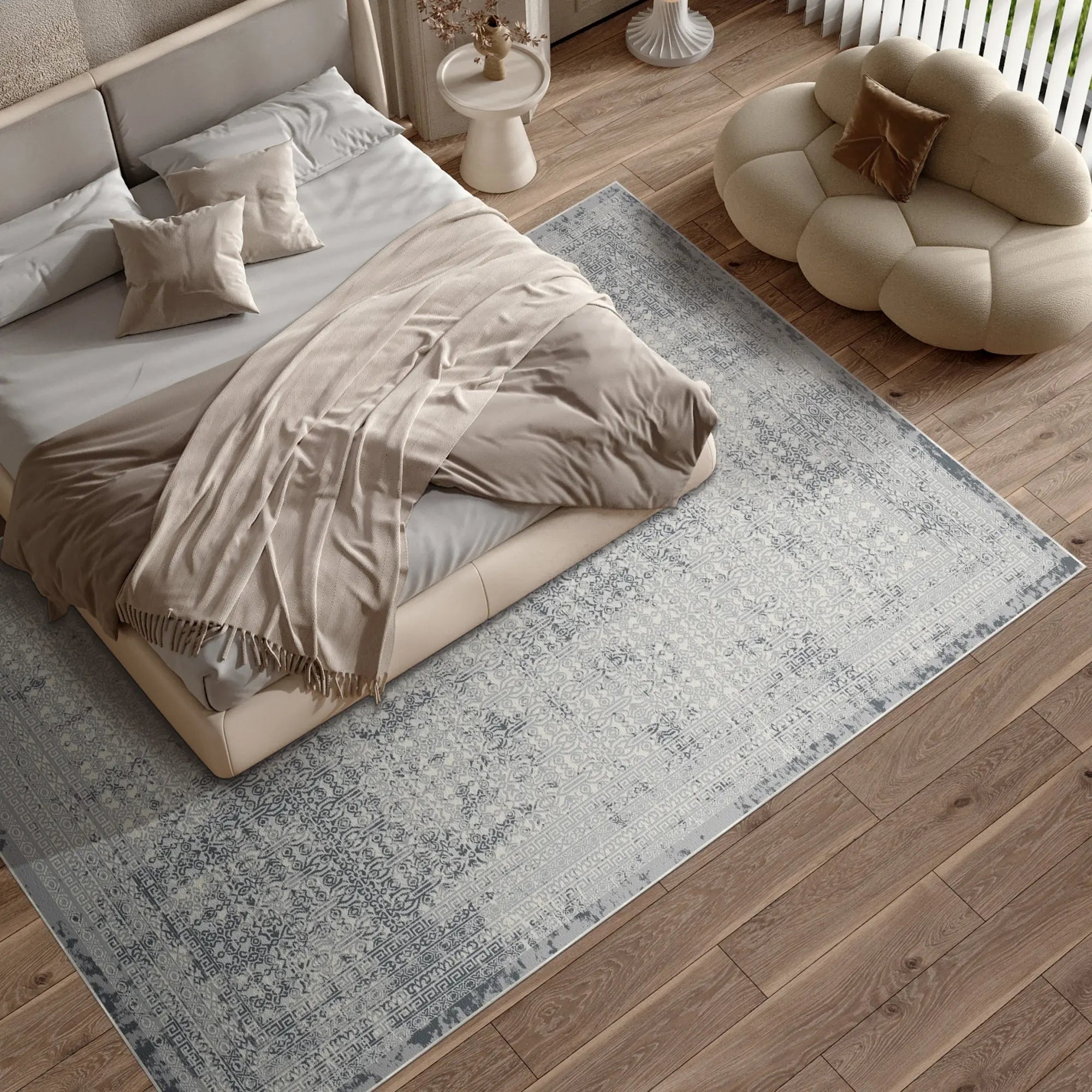 Obsidian Lattice Gray Rug