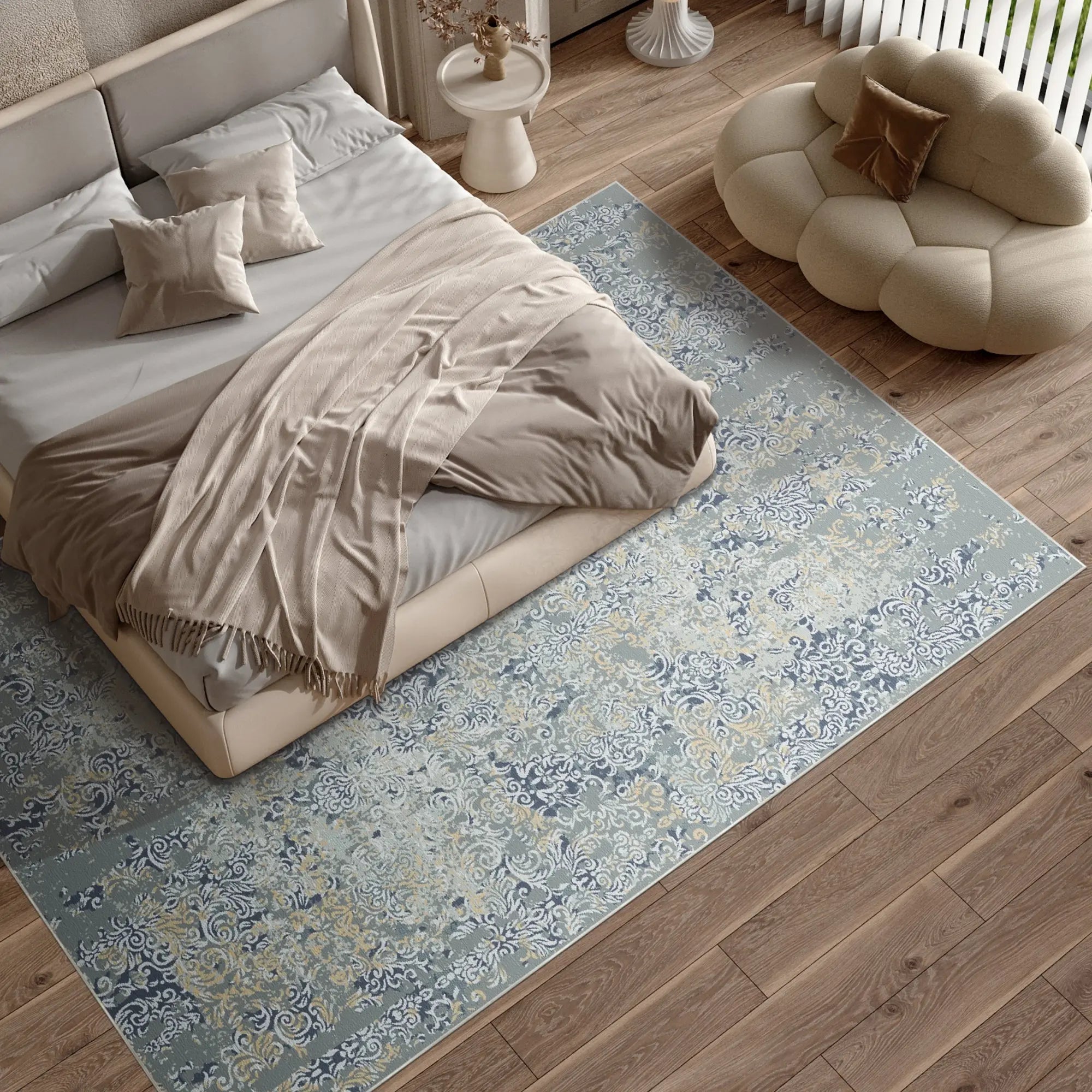 Caspian Weave Distressed Blue Rug