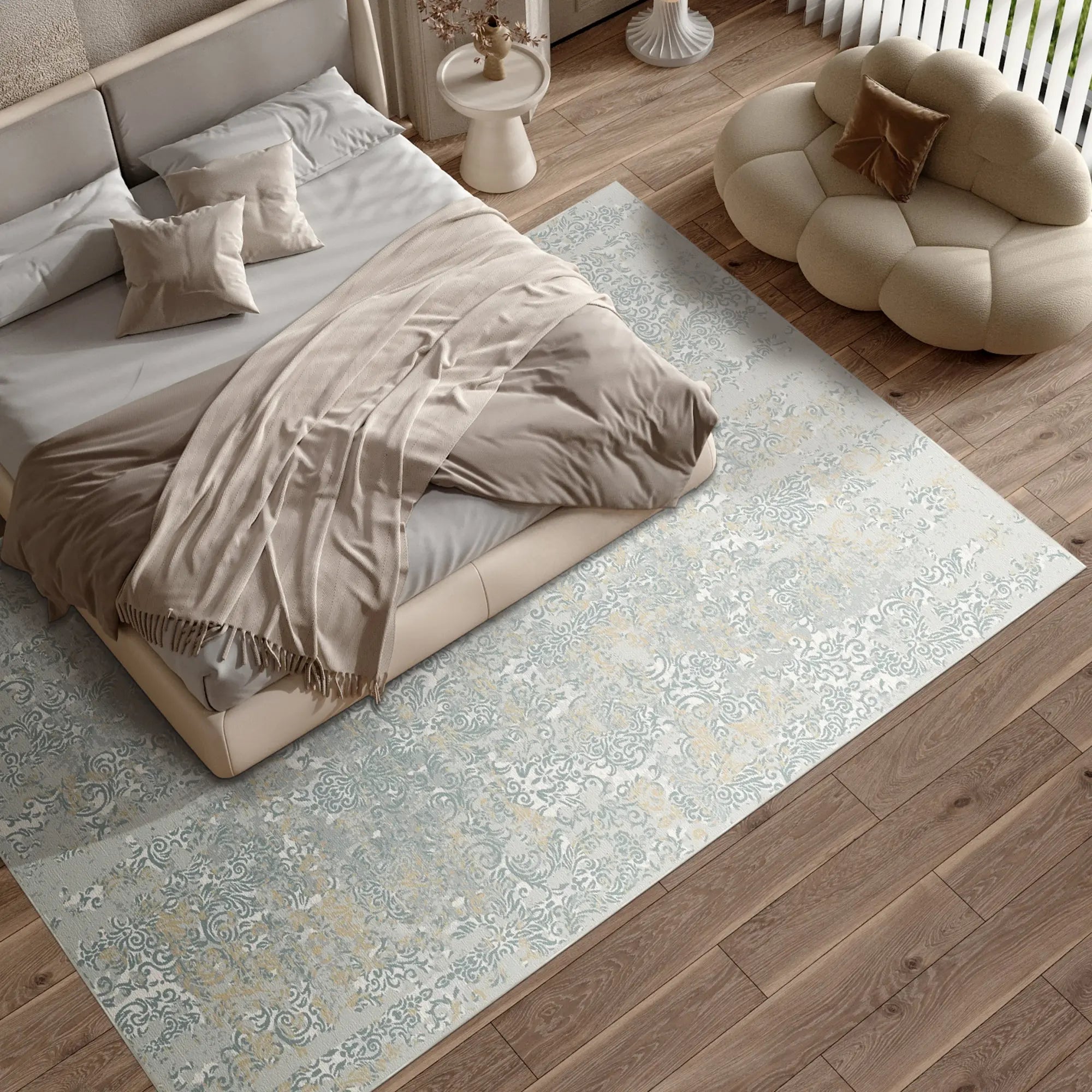 Slate Cascade Distressed Gray Rug