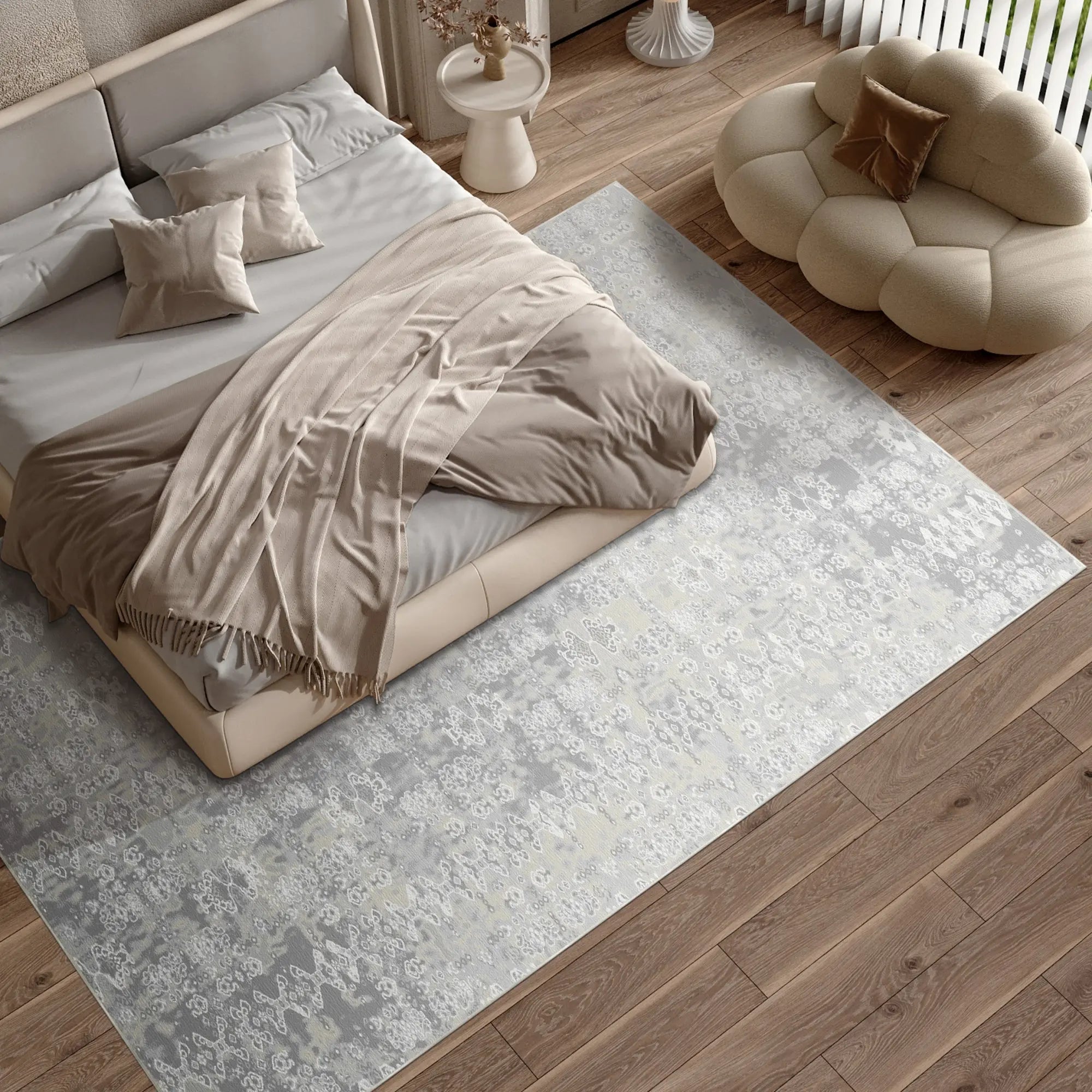Lunar Rune Distressed Gray Rug
