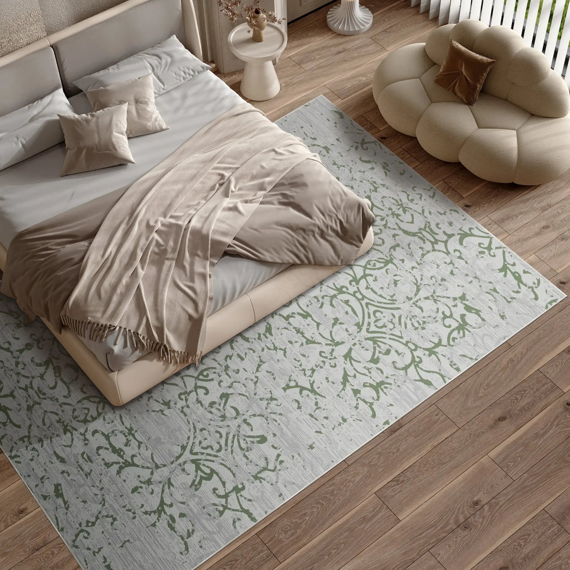 Jade Trellis Distressed Green Rug