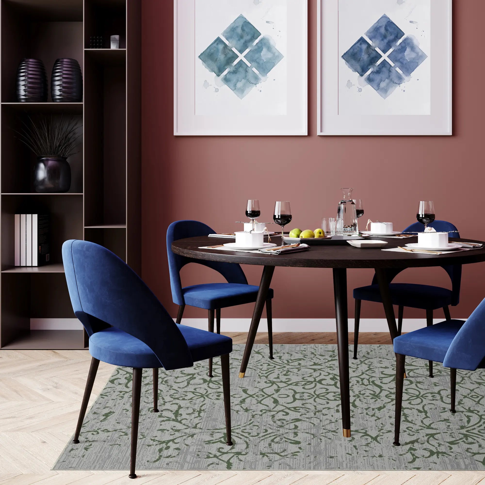 Jade Trellis Distressed Green Rug