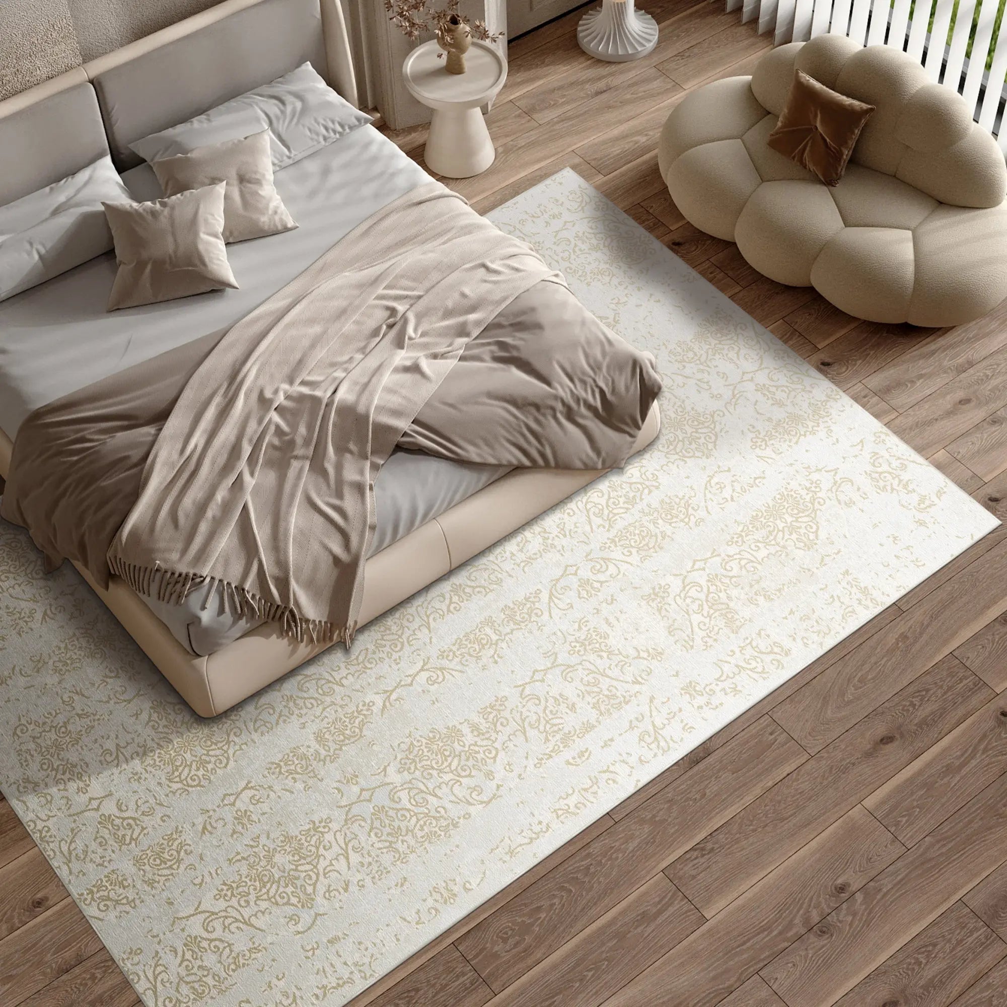 Sunlit Column Washable Beige Rug