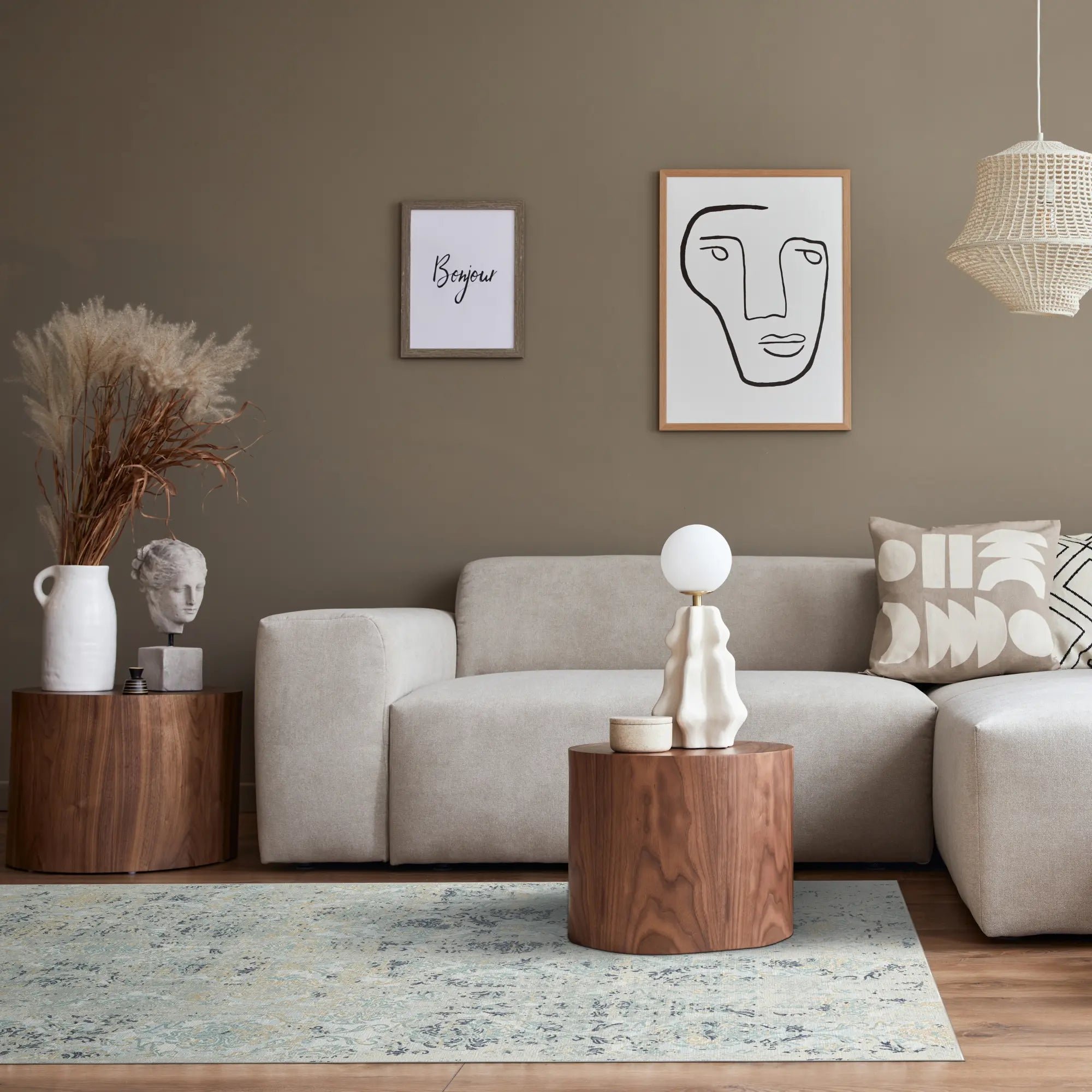 Tidal Damask Washable Blue Rug