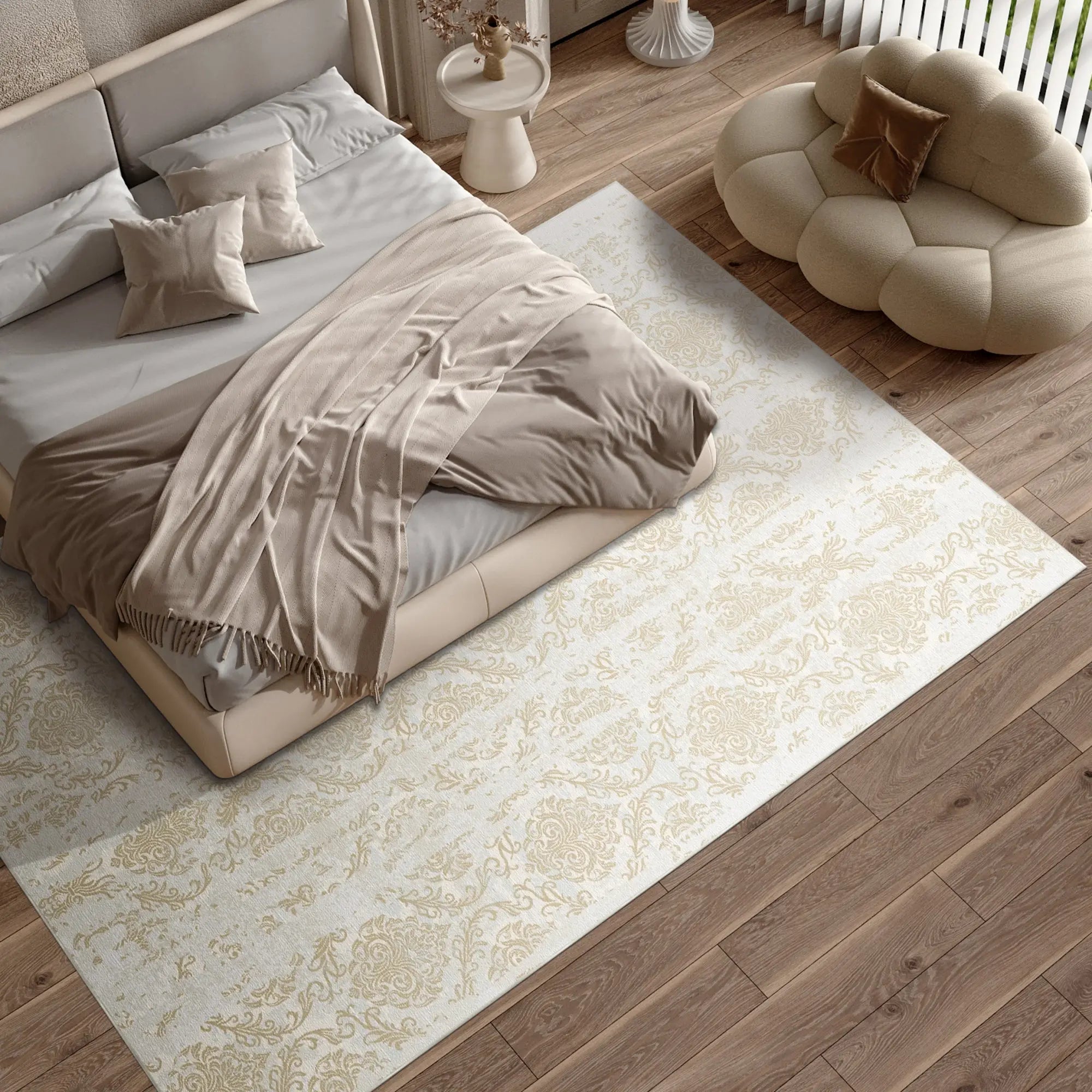Sandswept Column Washable Beige Rug
