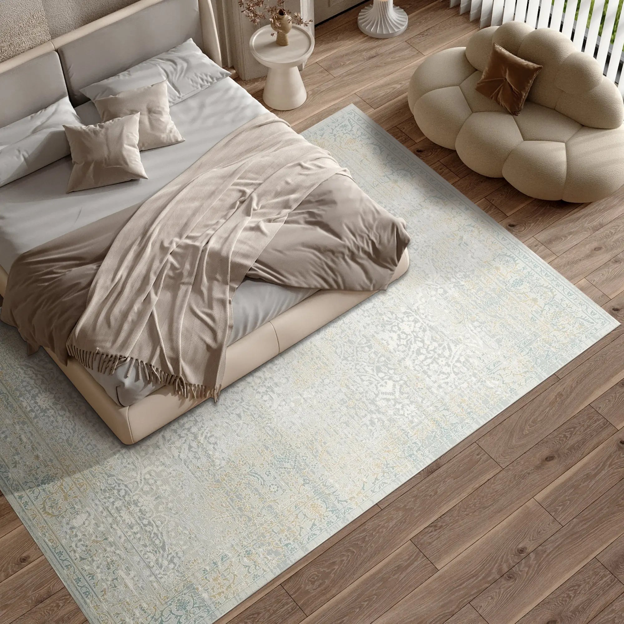 Silvered Manor Distressed Light Gray Rug