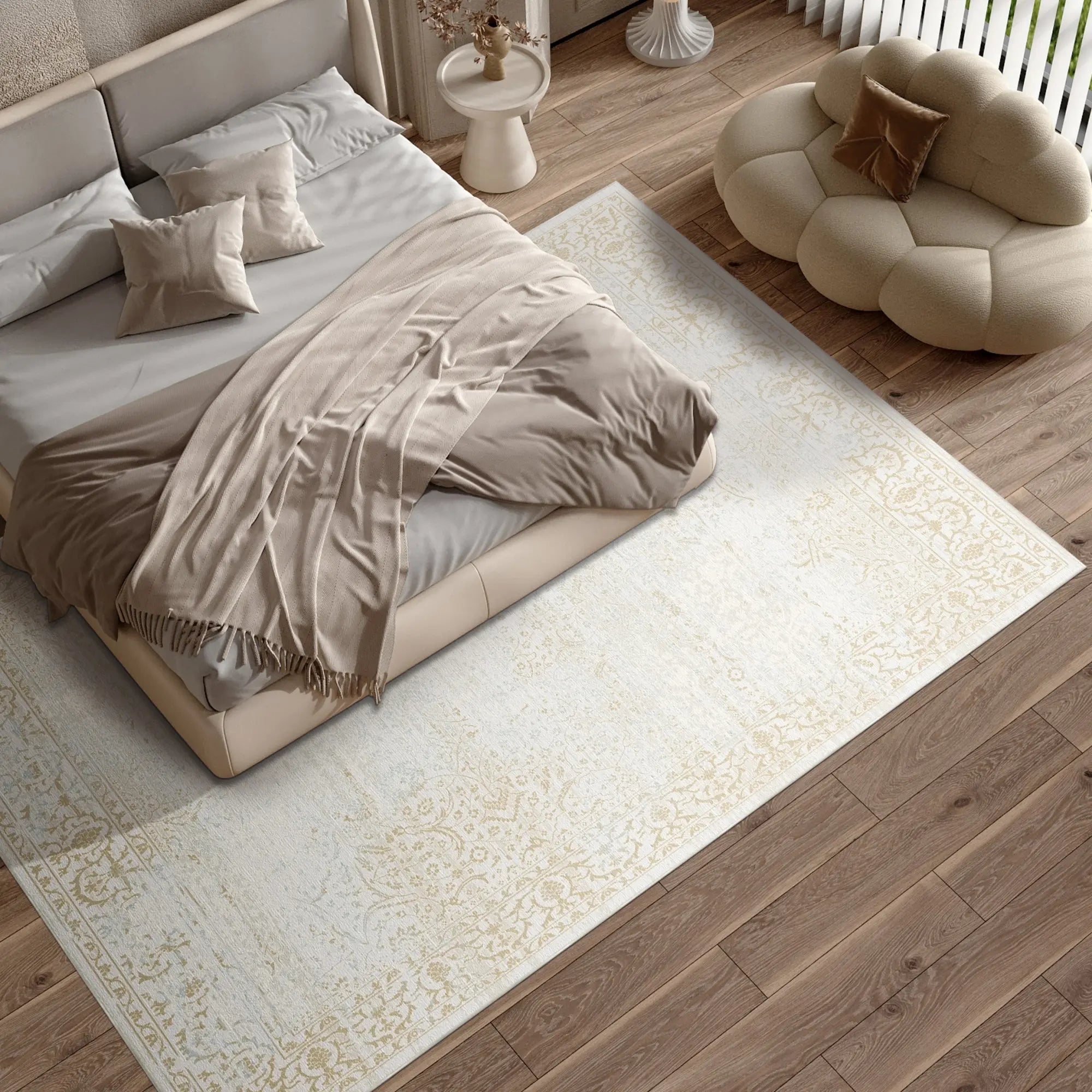 Gilded Manor Distressed Beige Rug