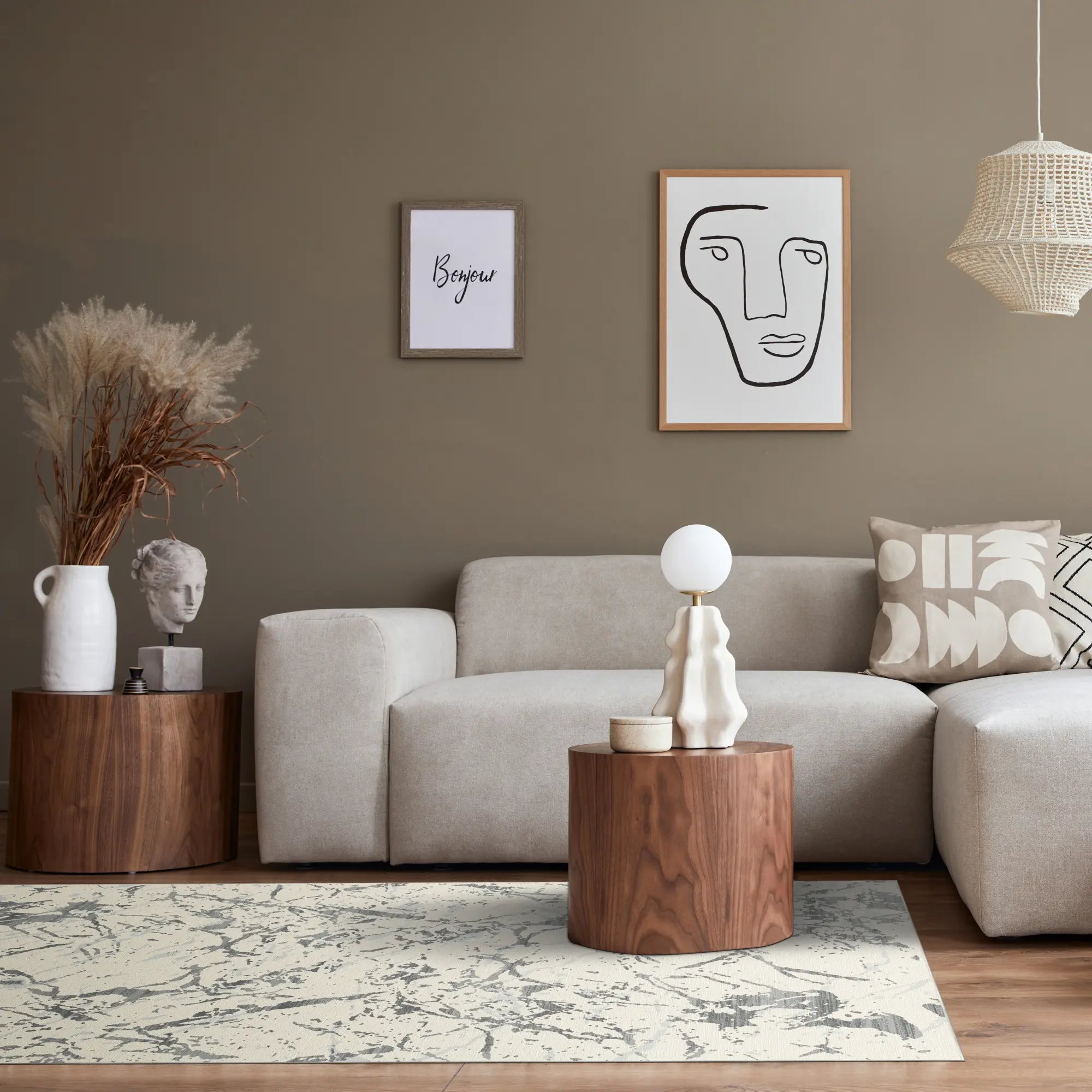 Pewter Frost Washable Gray Marble Rug