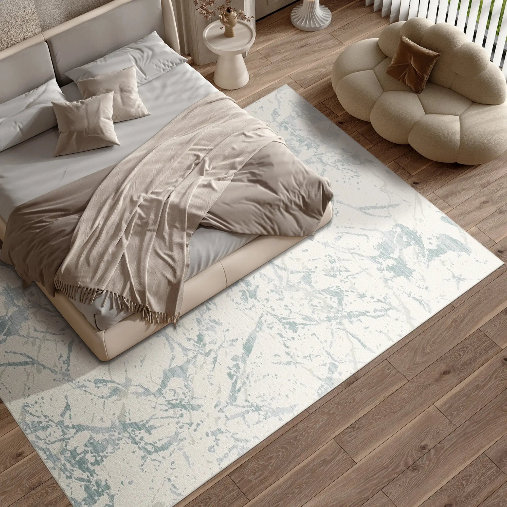Azure Glaze Washable Marble Rug