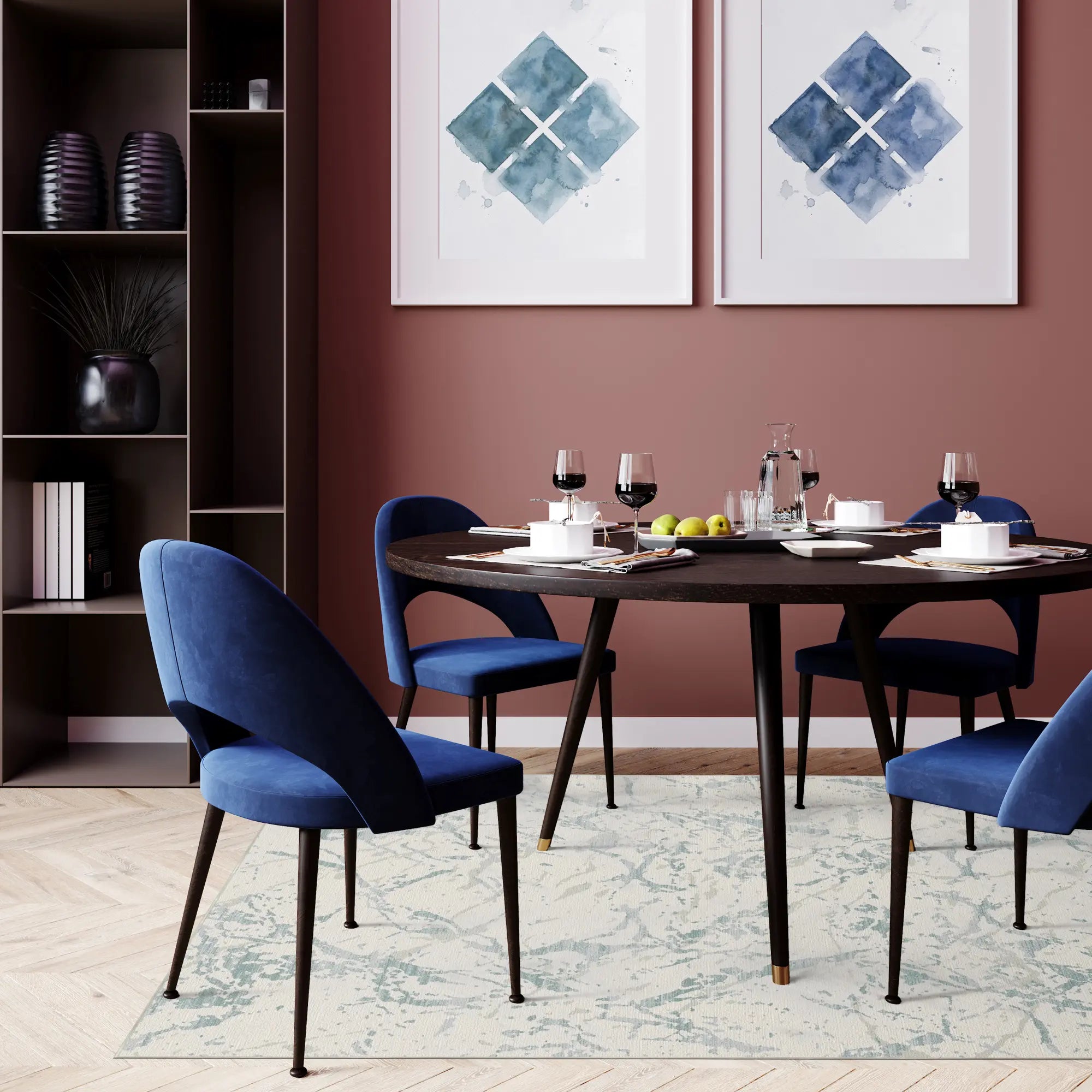 Azure Glaze Washable Marble Rug