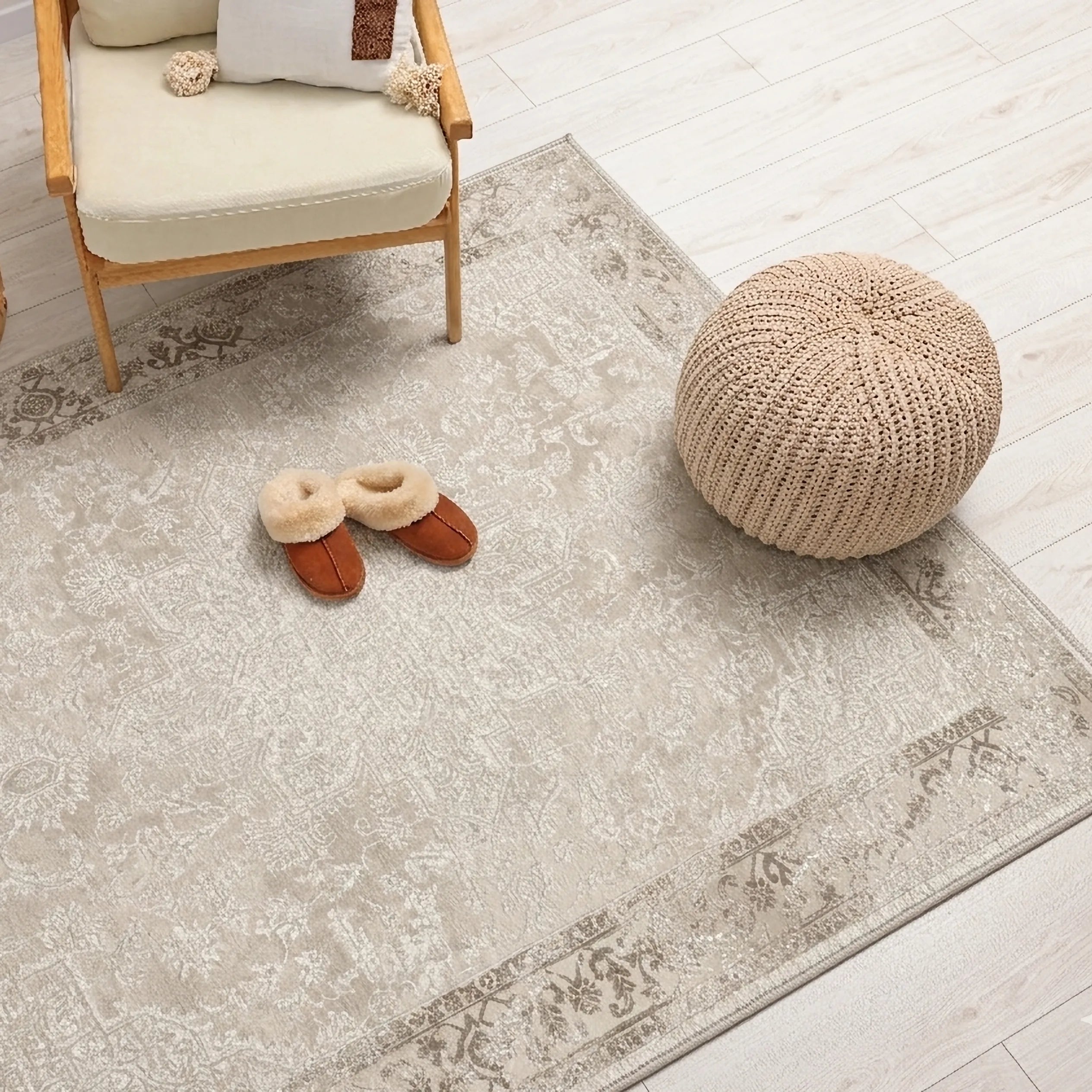 Ethereal Bone & Ivory Medallion Rug