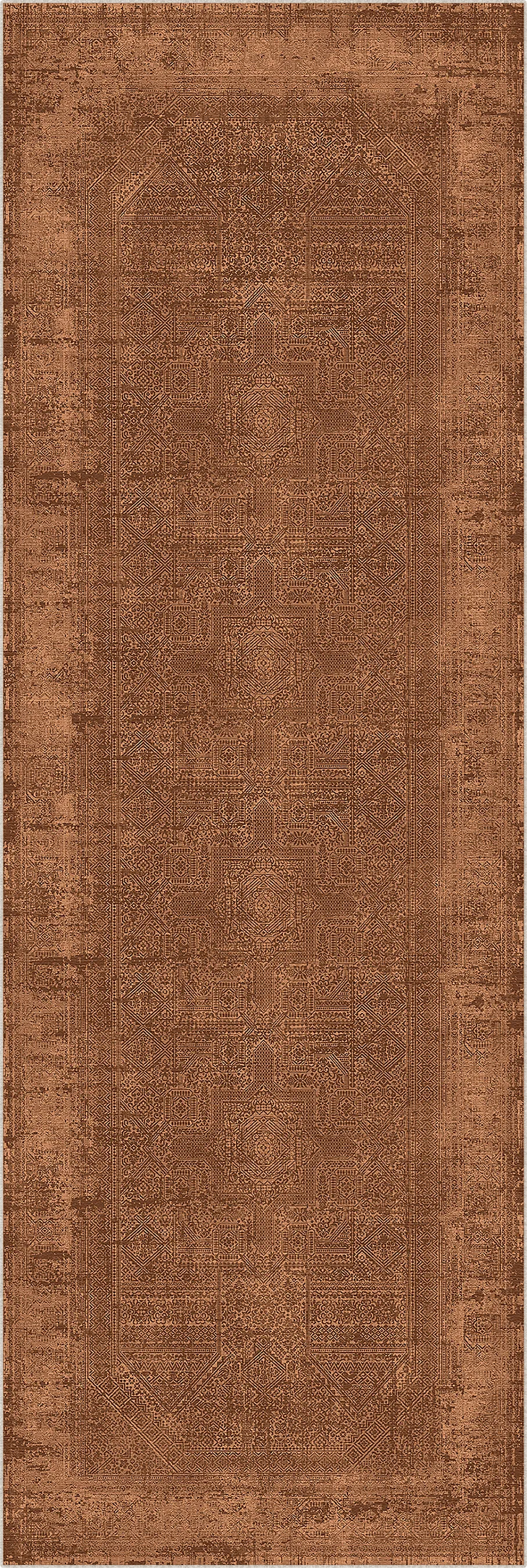 Brown textured rug with a subtle pattern