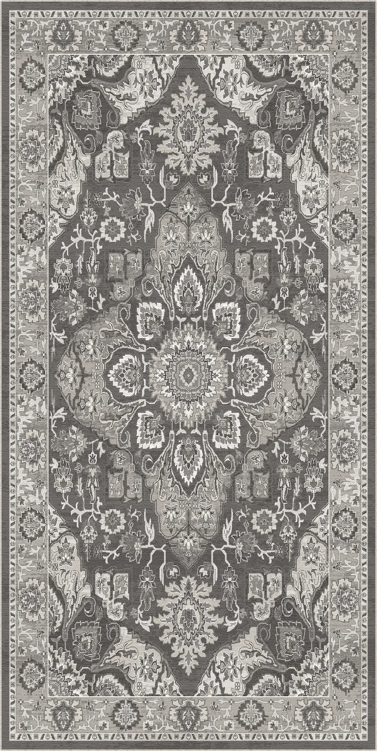 Regency Ornate Medallion Charcoal Rug