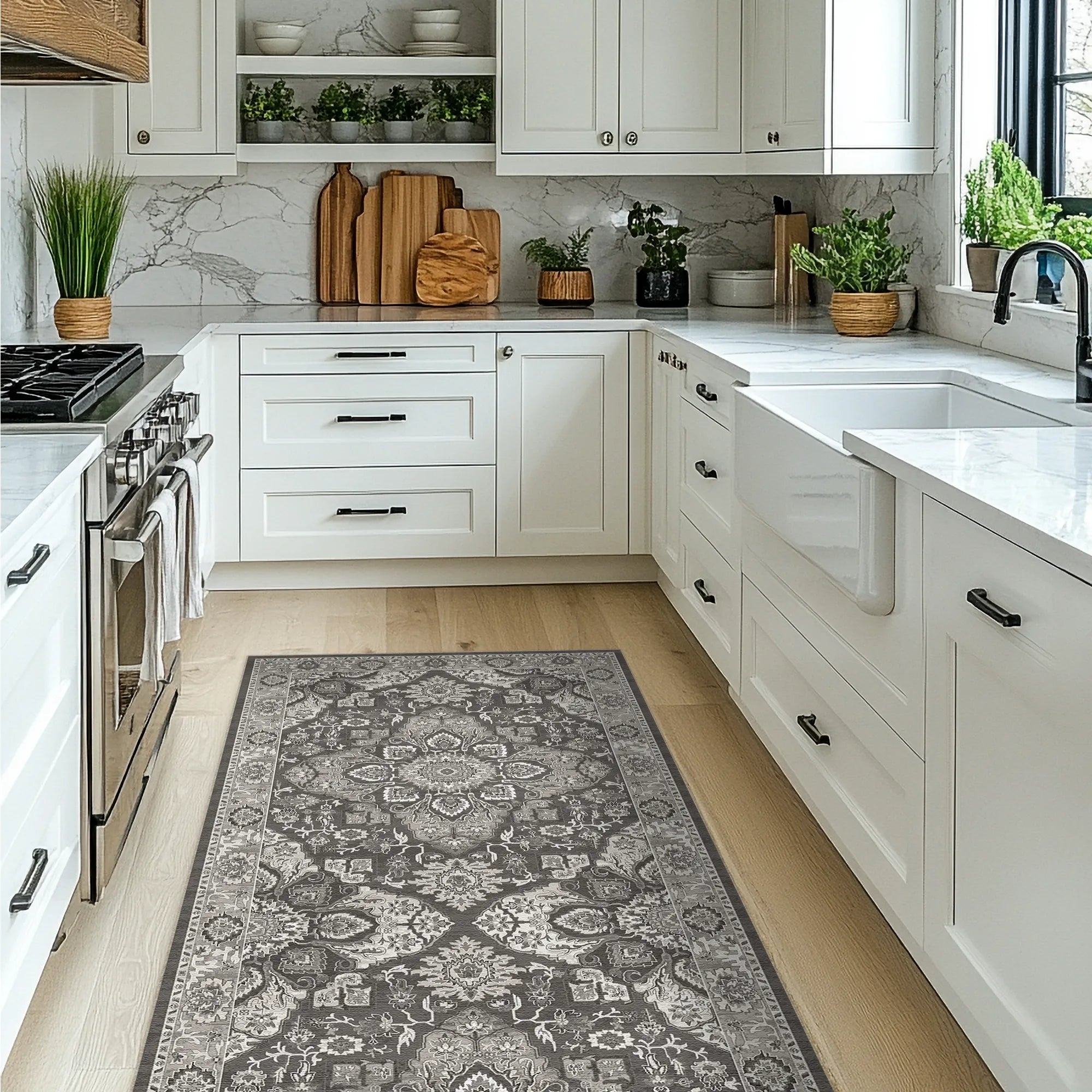 Regency Ornate Medallion Charcoal Rug