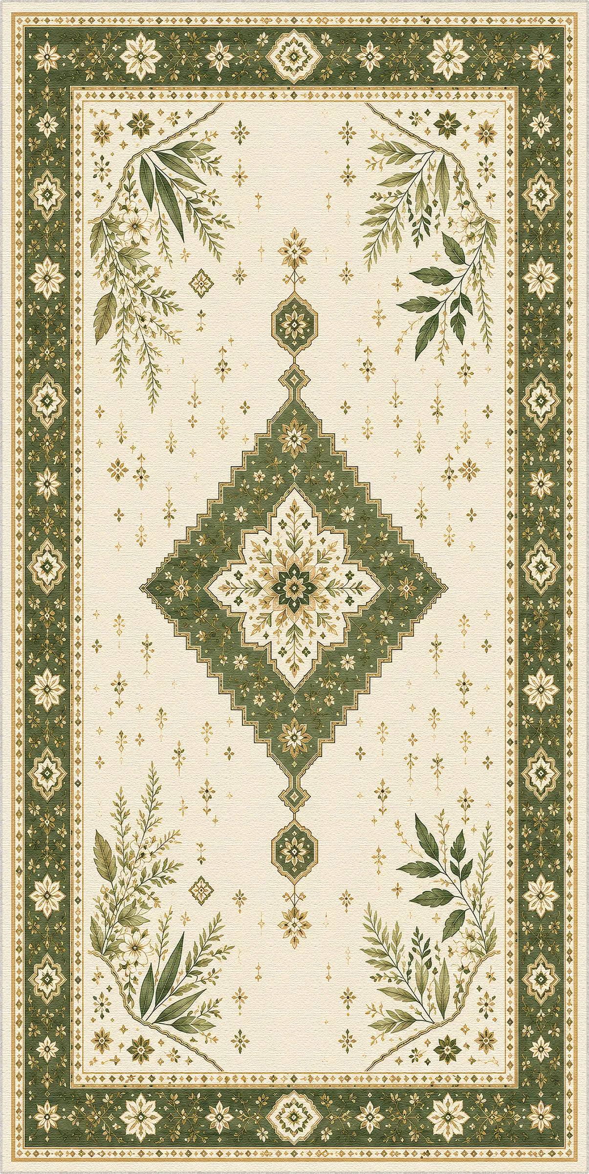 Verdant Botanical Medallion Rug