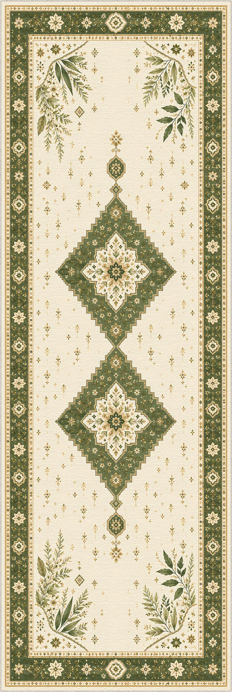 Verdant Botanical Medallion Rug