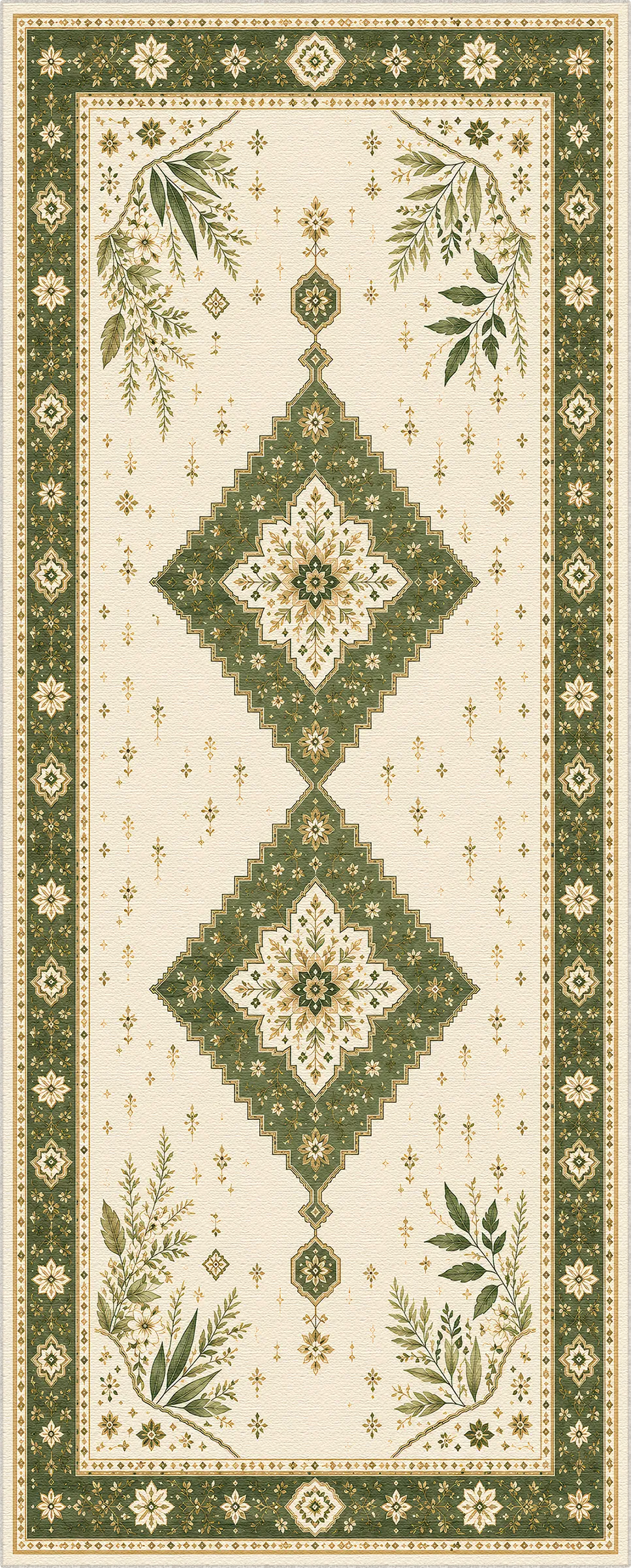 Verdant Botanical Medallion Rug