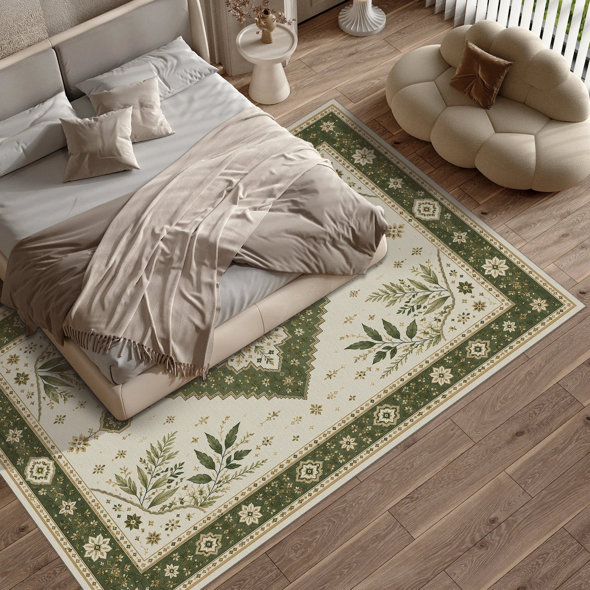 Verdant Botanical Medallion Rug