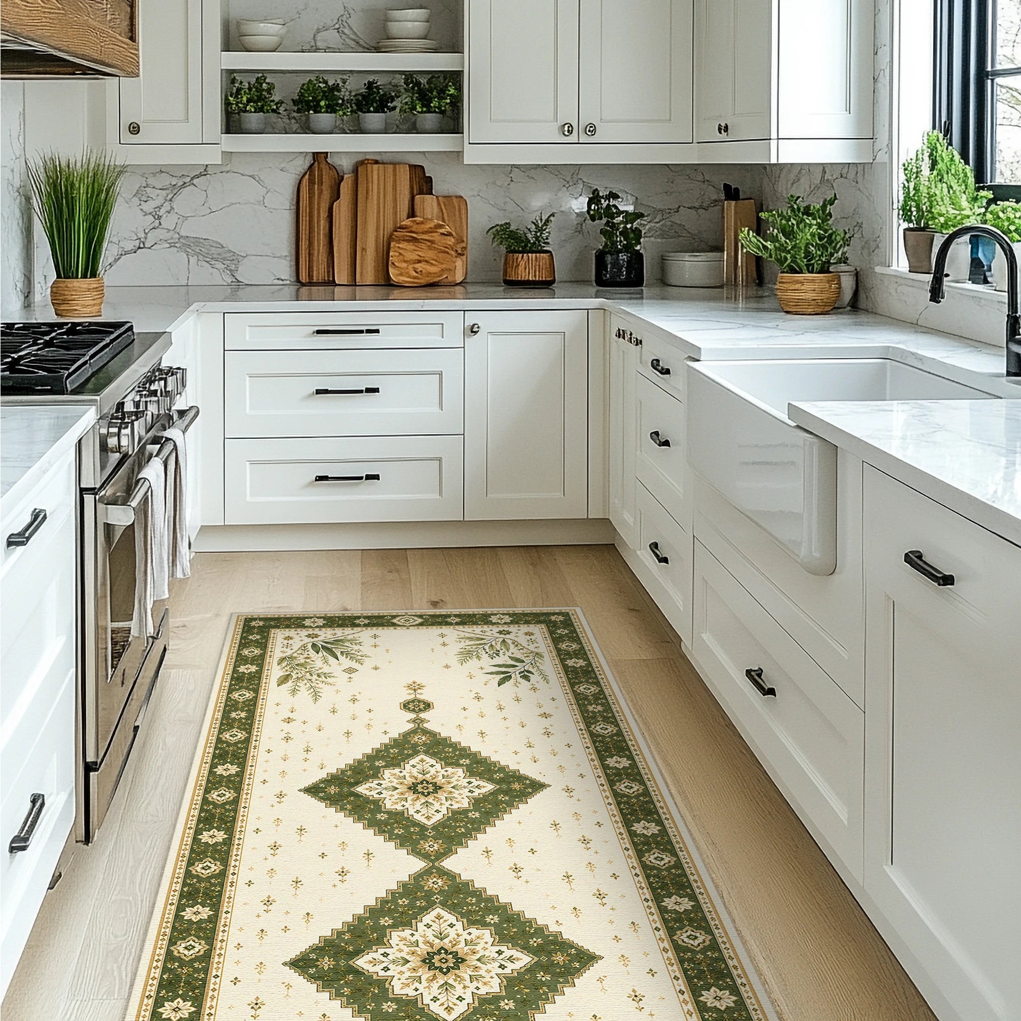 Verdant Botanical Medallion Rug