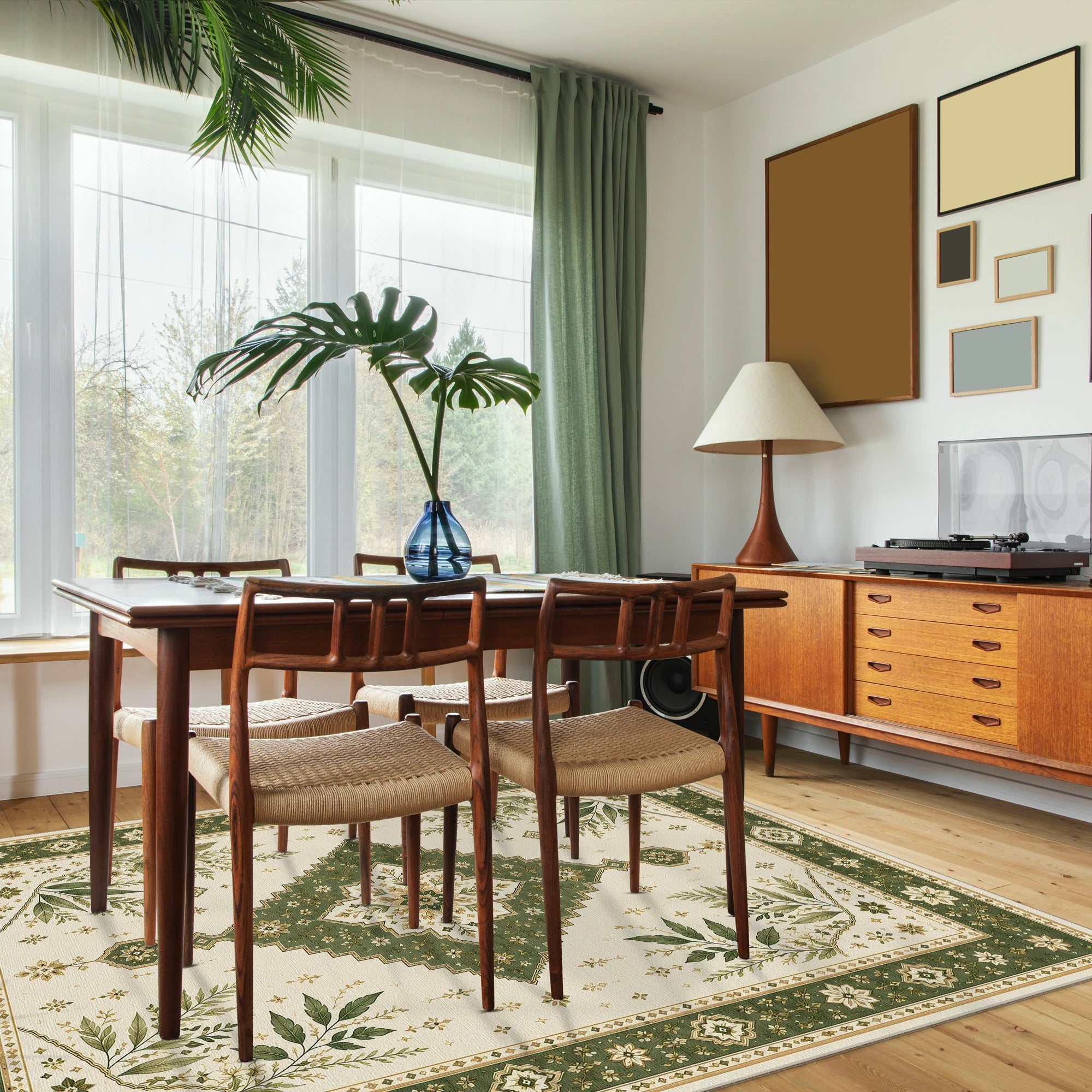 Verdant Botanical Medallion Rug