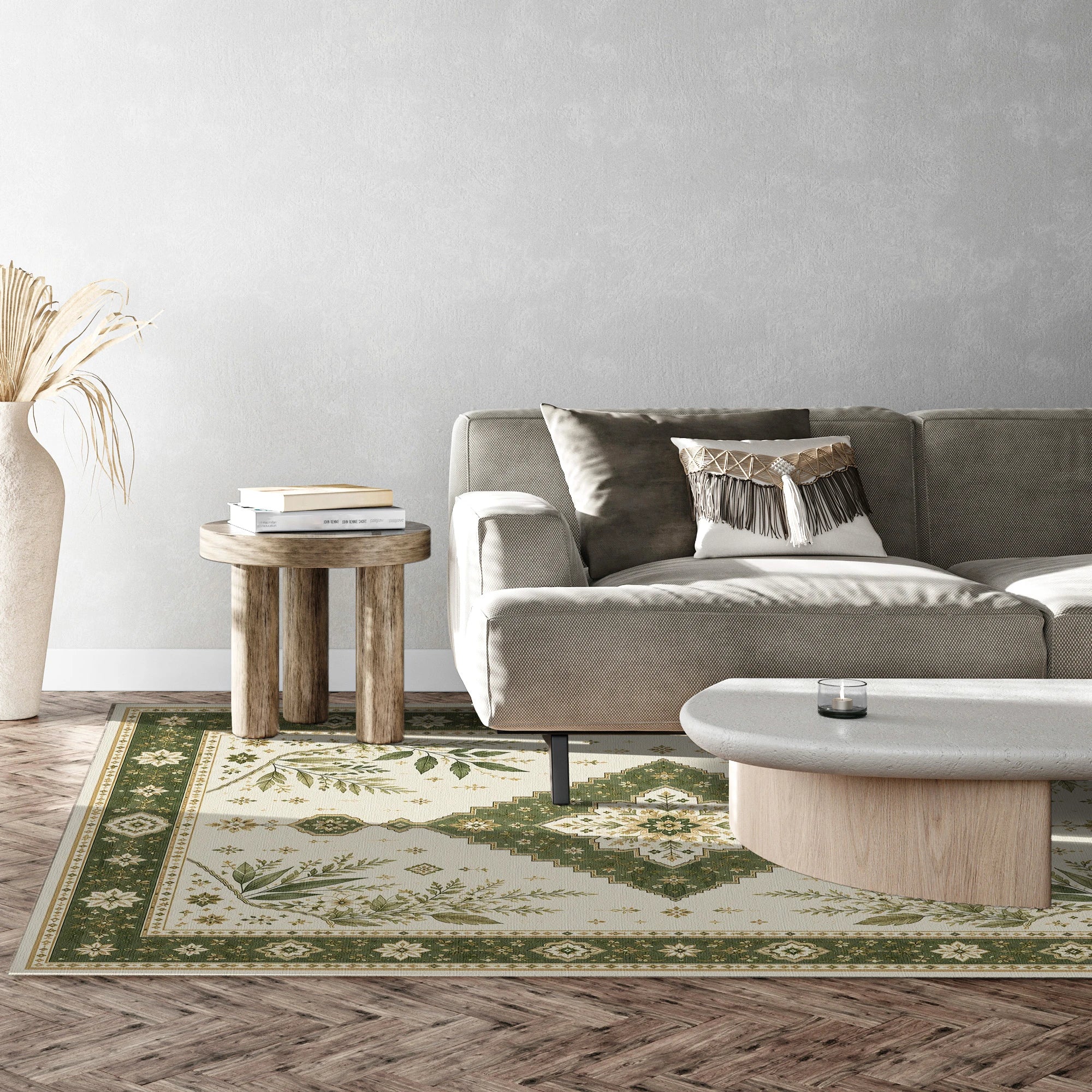 Verdant Botanical Medallion Rug