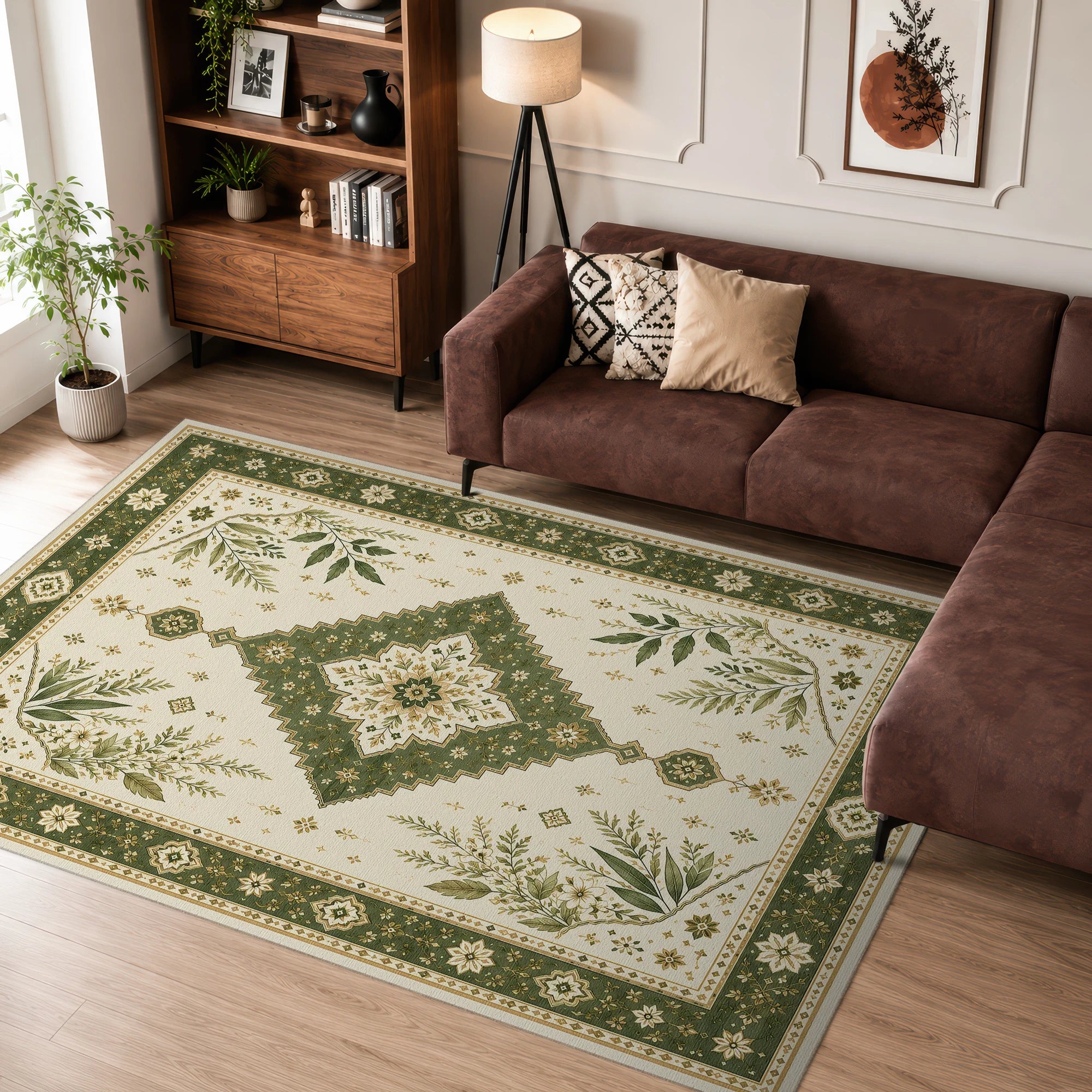 Verdant Botanical Medallion Rug