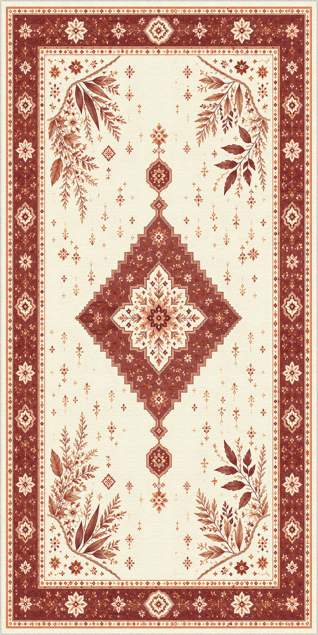 Terracotta Botanical Medallion Rug