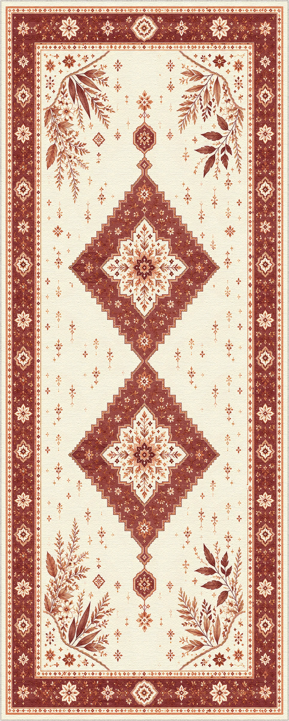 Terracotta Botanical Medallion Rug