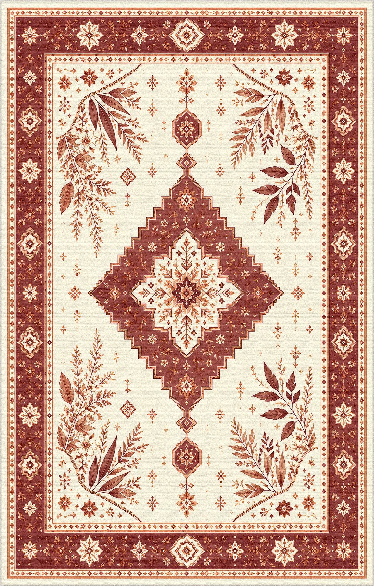 Terracotta Botanical Medallion Rug