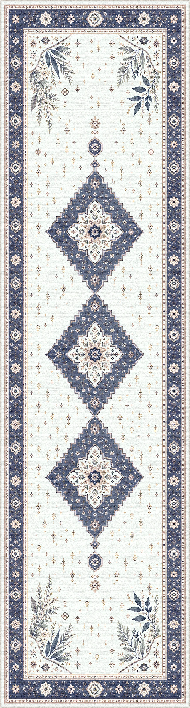 Navy Botanical Medallion Rug