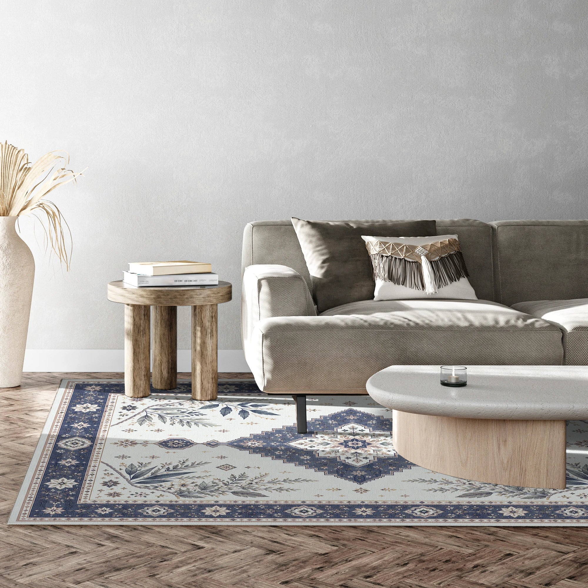 Navy Botanical Medallion Rug