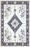 Navy Botanical Medallion Rug Navy