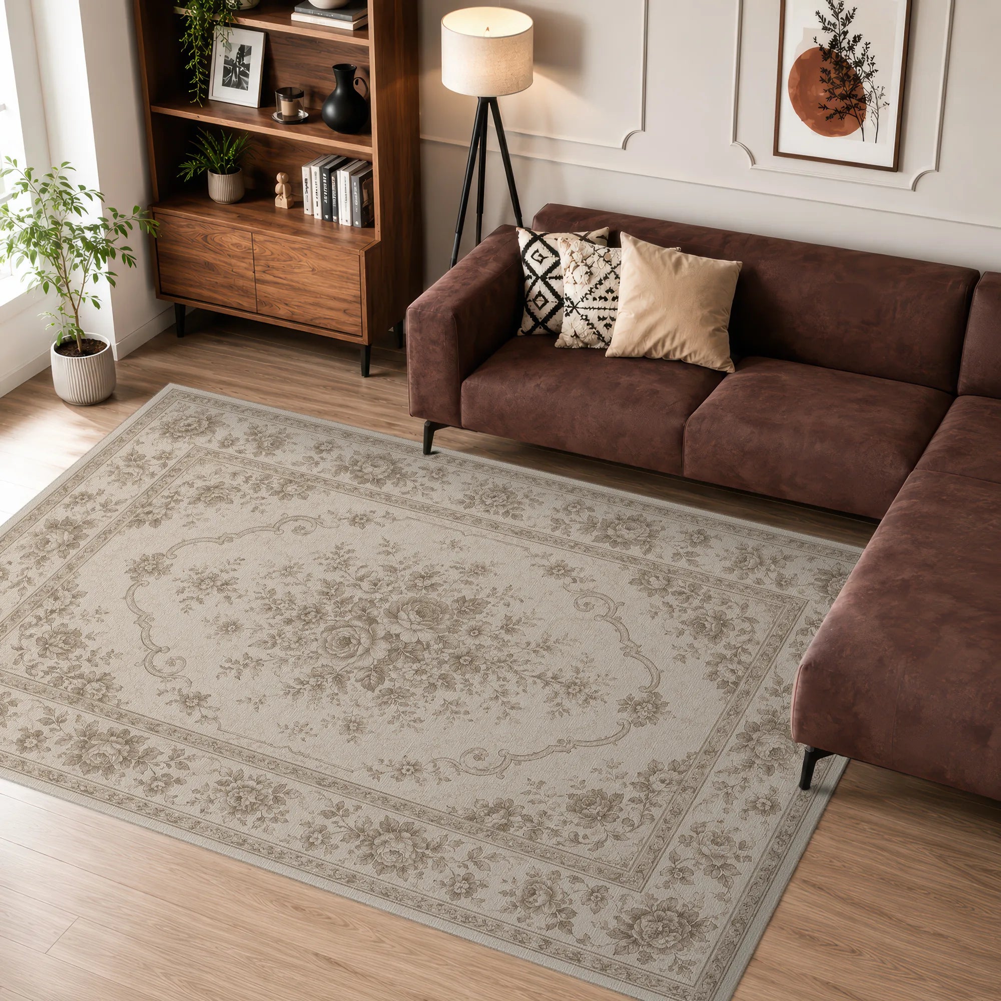 Soft Vintage Floral Medallion Rug