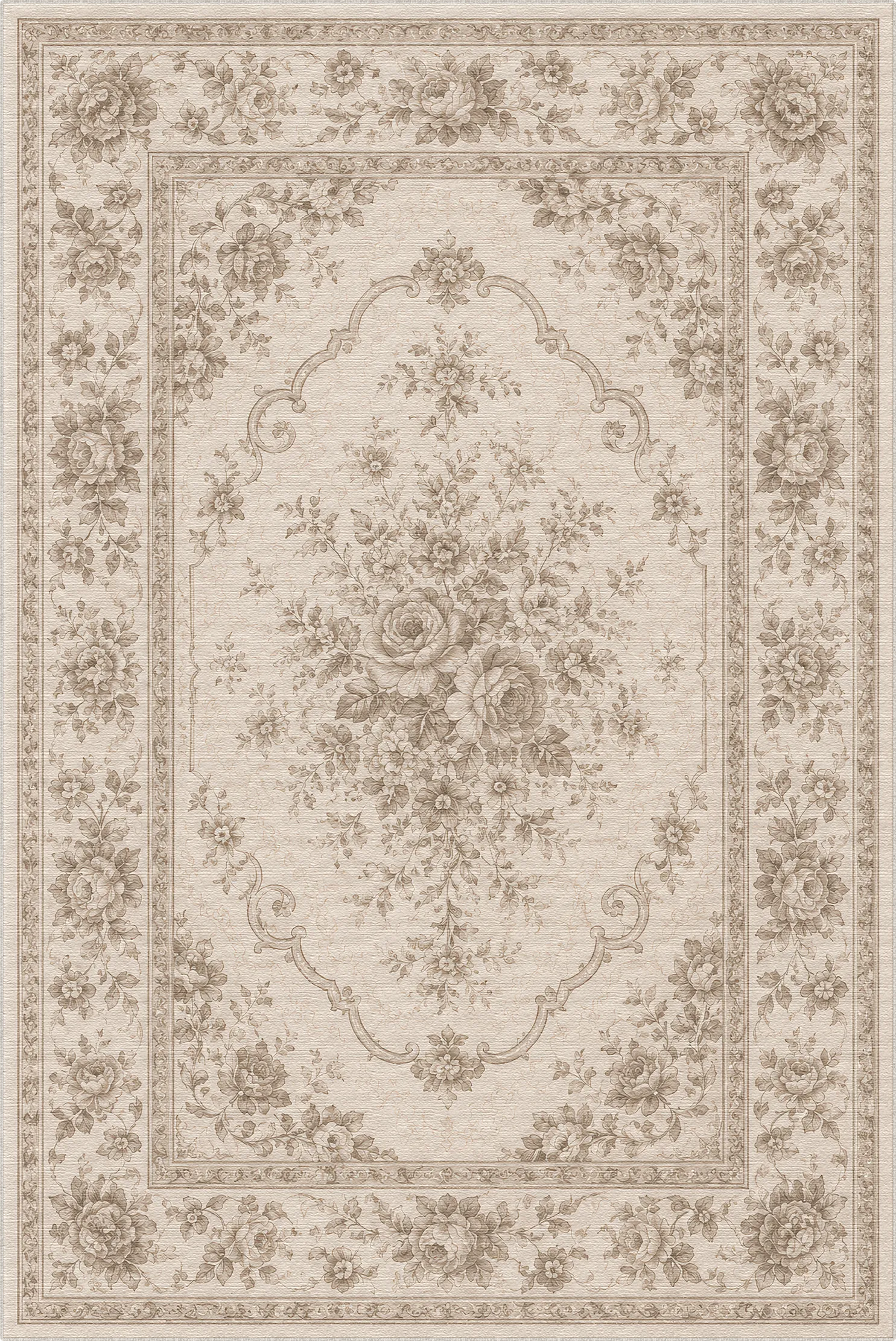Soft Vintage Floral Medallion Rug