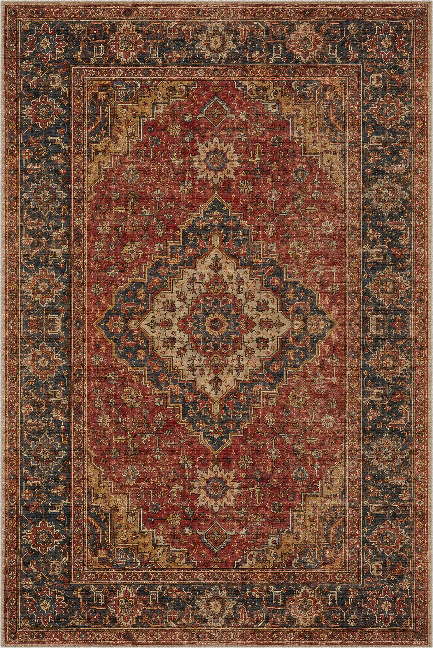 Traditional Persian Medallion Vintage Rug