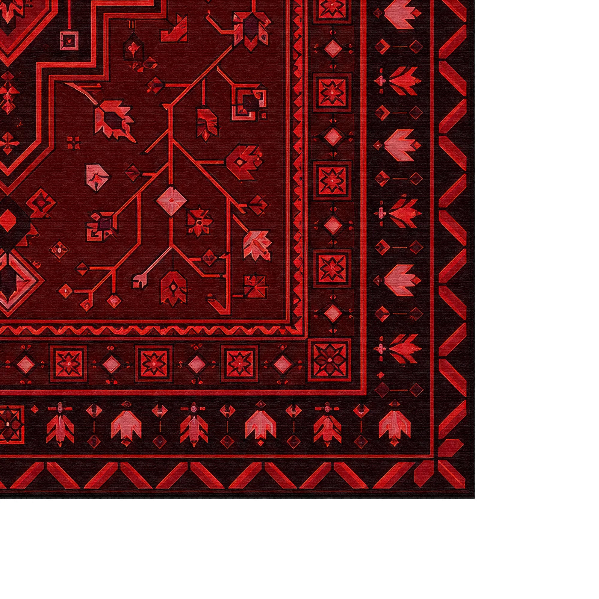 Vintage Crimson Medallion Oriental Rug