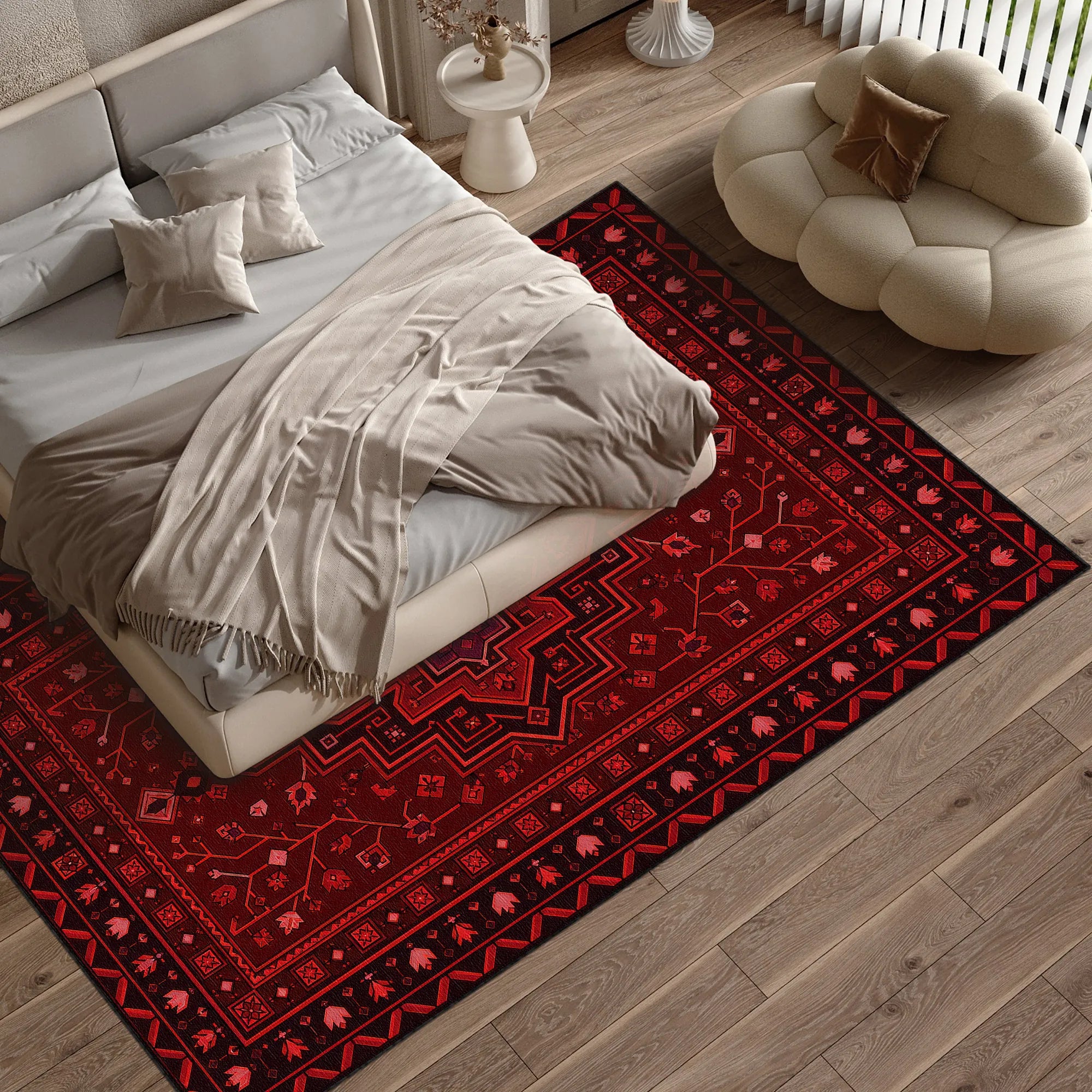 Vintage Crimson Medallion Oriental Rug