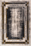 Athena Frame Distressed Border Rug Black