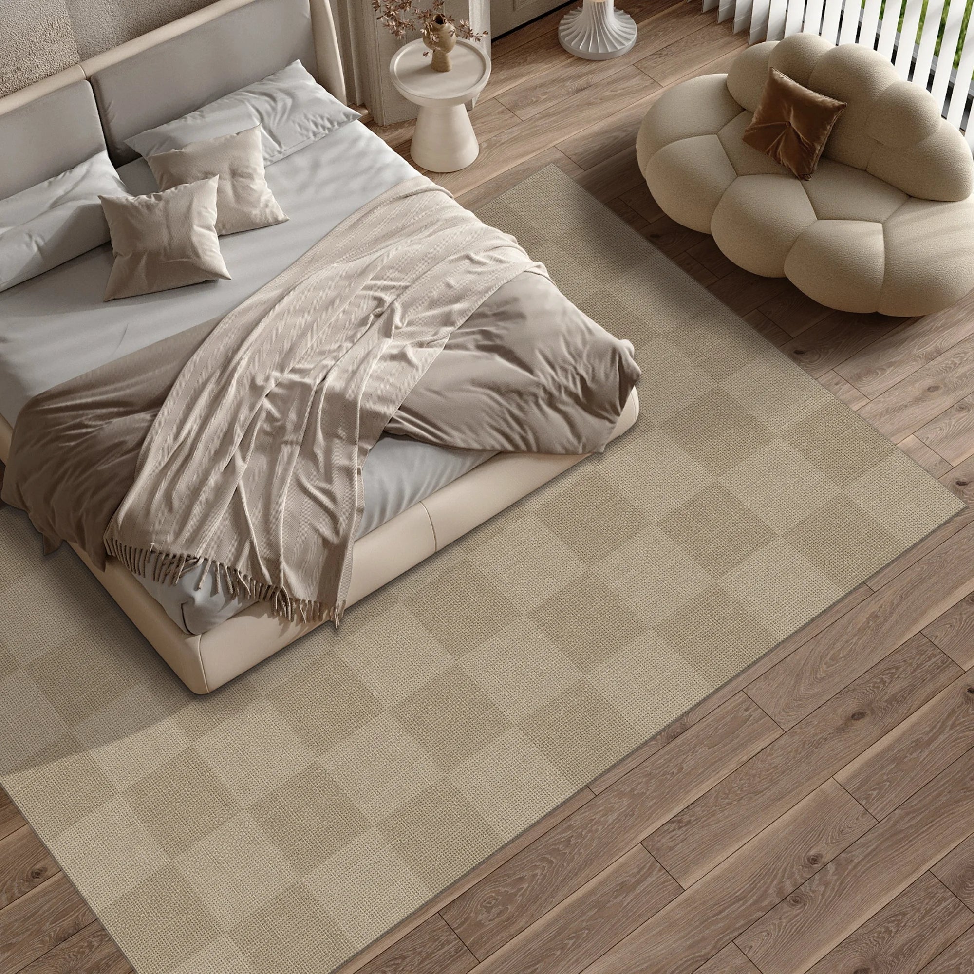 Checkered Jute-Look Modern Rug