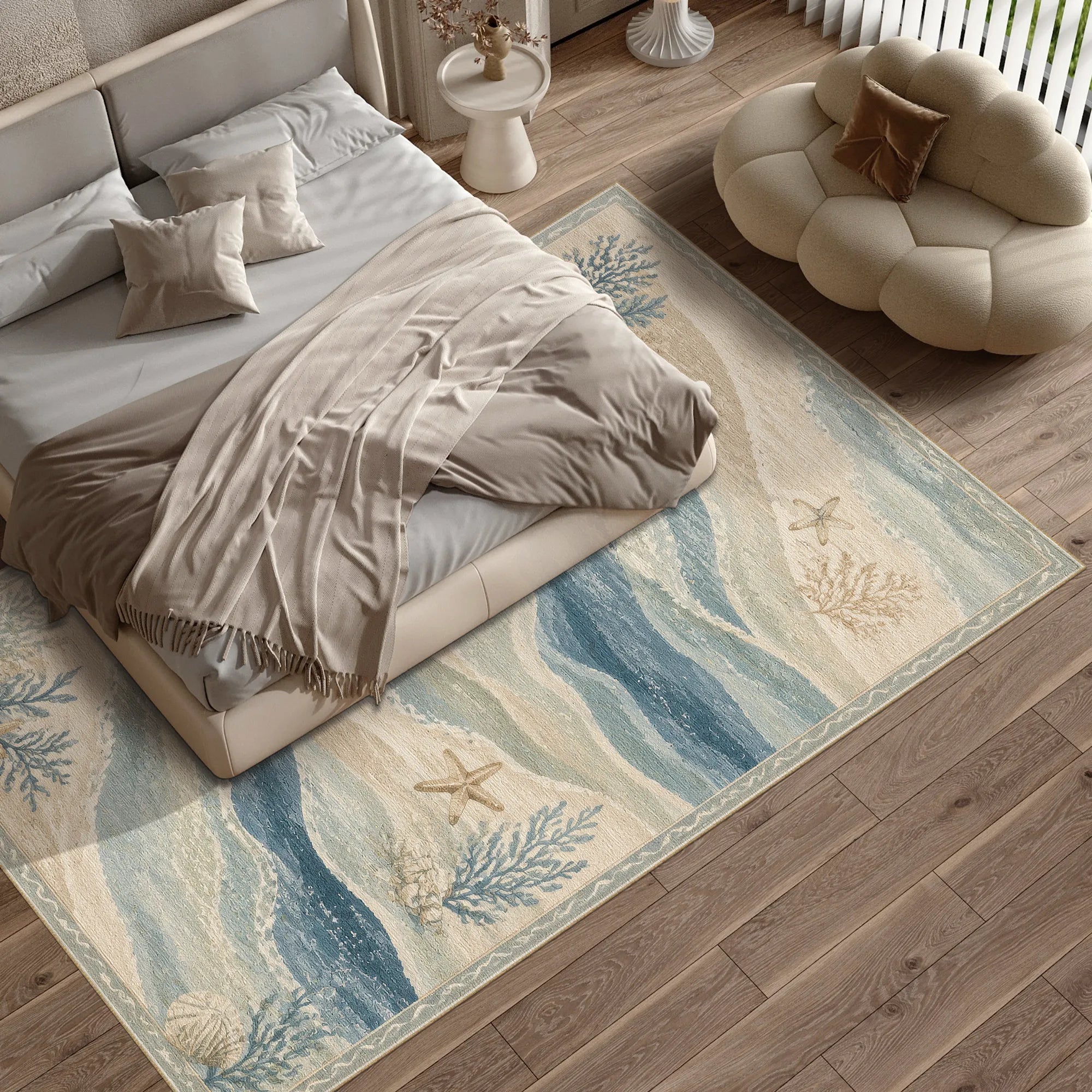 Ocean Breeze Coastal Waves Rug