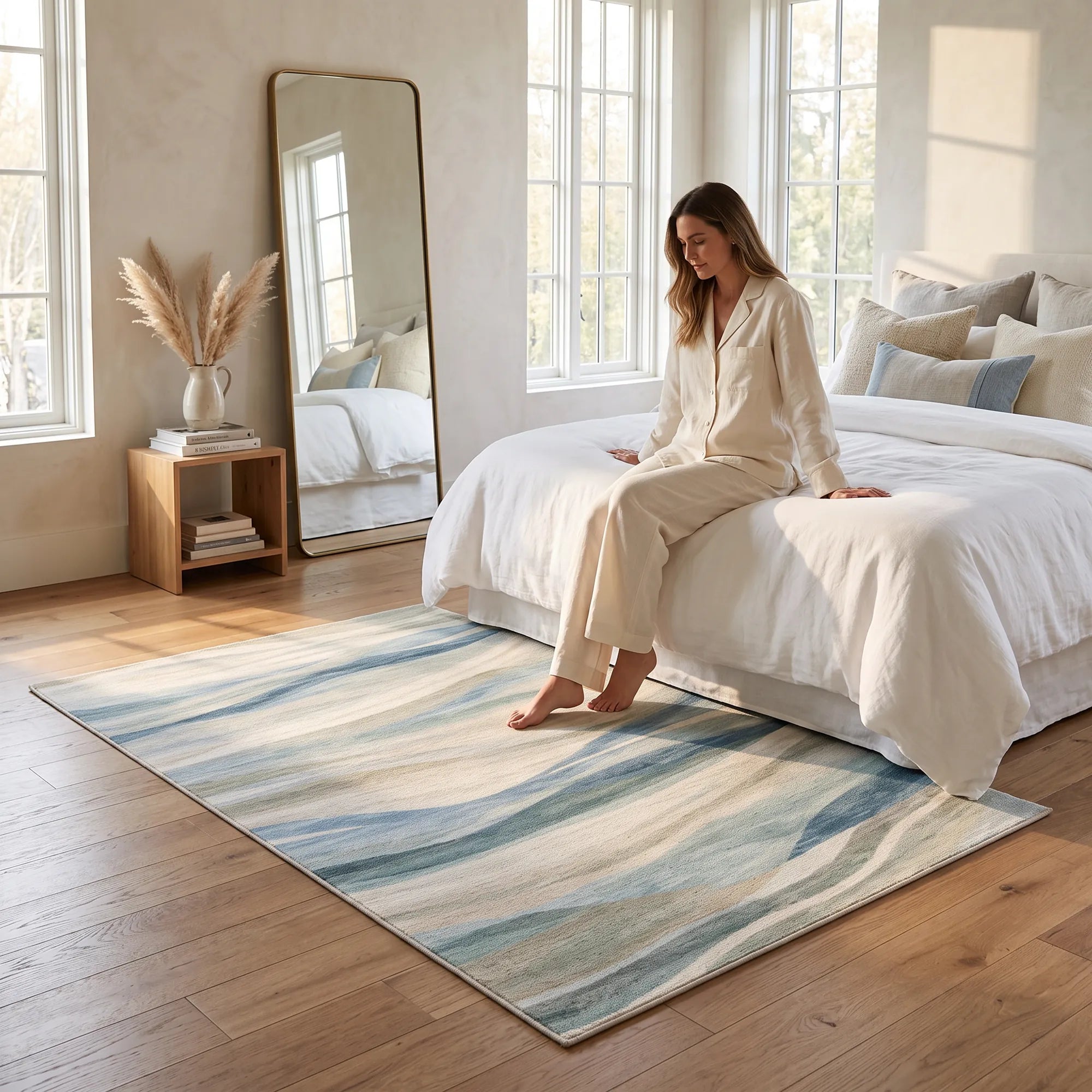 Sandy Shores Coastal Waves Rug