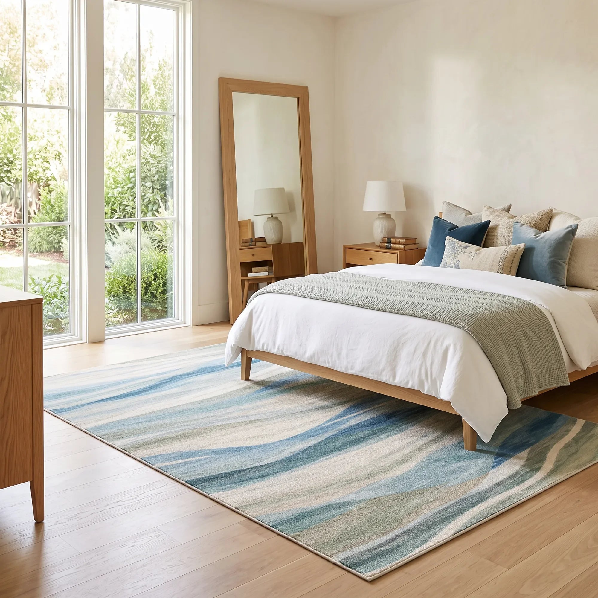 Sandy Shores Coastal Waves Rug