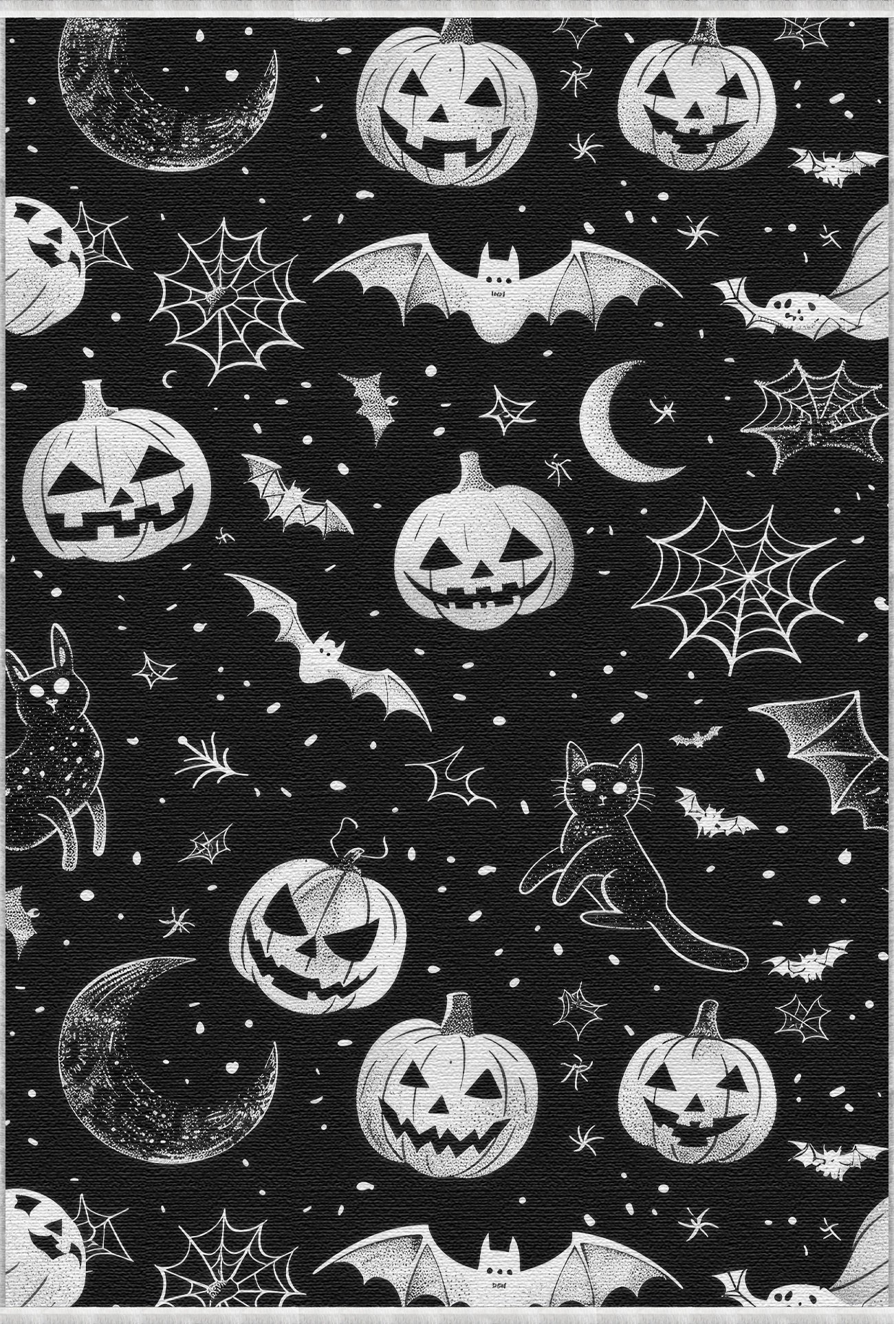 Black Cat Pumpkin Halloween Rug