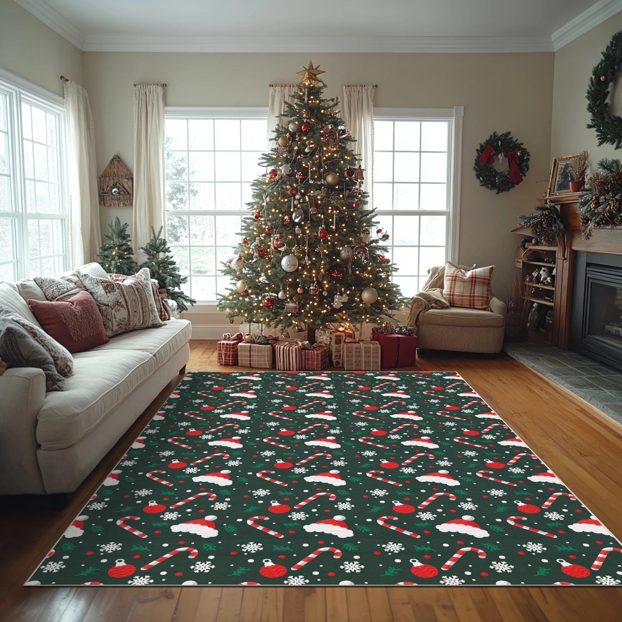 Christmas Bauble Floral Rug