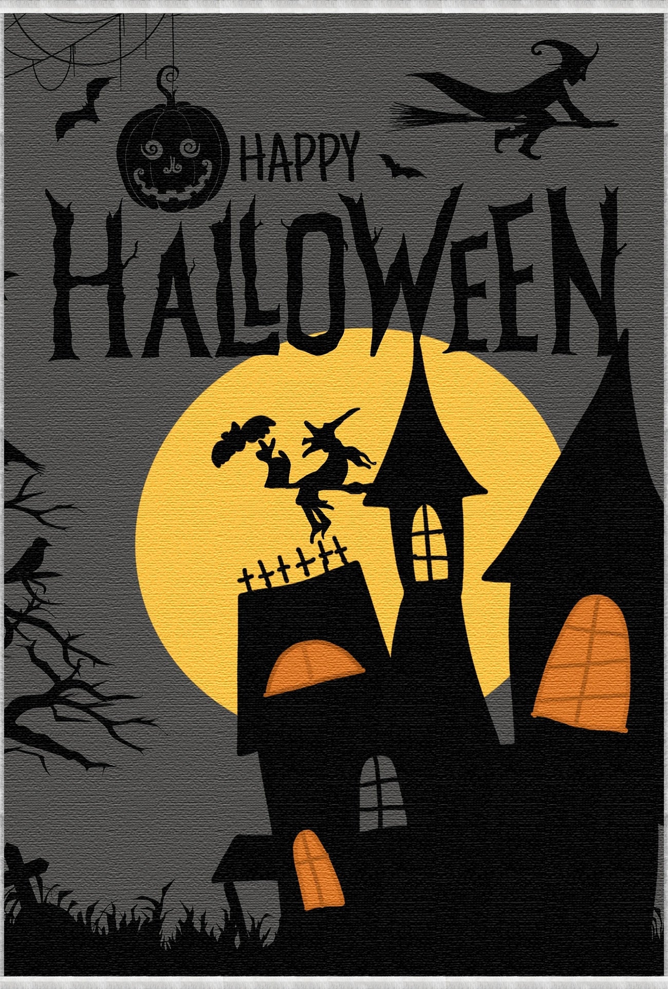 Cute Bat Pumpkin Pattern Rug