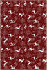 Washable Red Snowy Deer Rug 