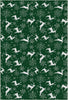 Washable Green Snowy Deer Rug 